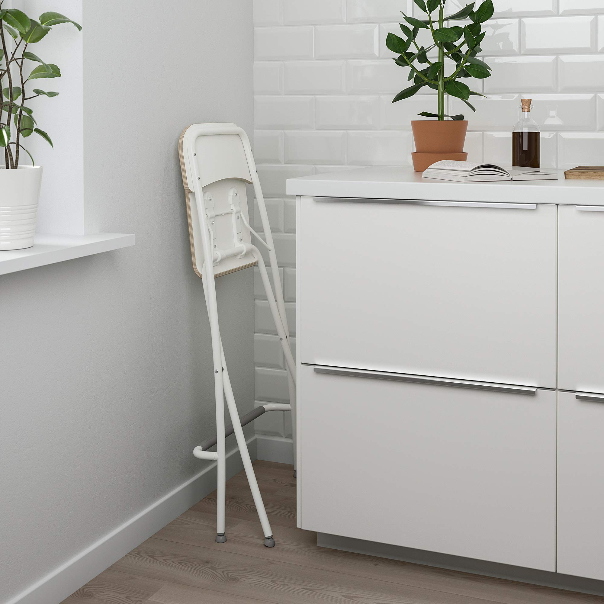 Ikea Franklin Tabouret de bar pliable avec dossier Blanc/blanc 63 cm