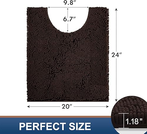 Miniatura 3 de Smiry Alfombras de baño de felpilla de 24 x 16 pulgadas y en forma de U de 24 x 20 pulgadas, extra suaves y absorbentes, lavables a máquina,