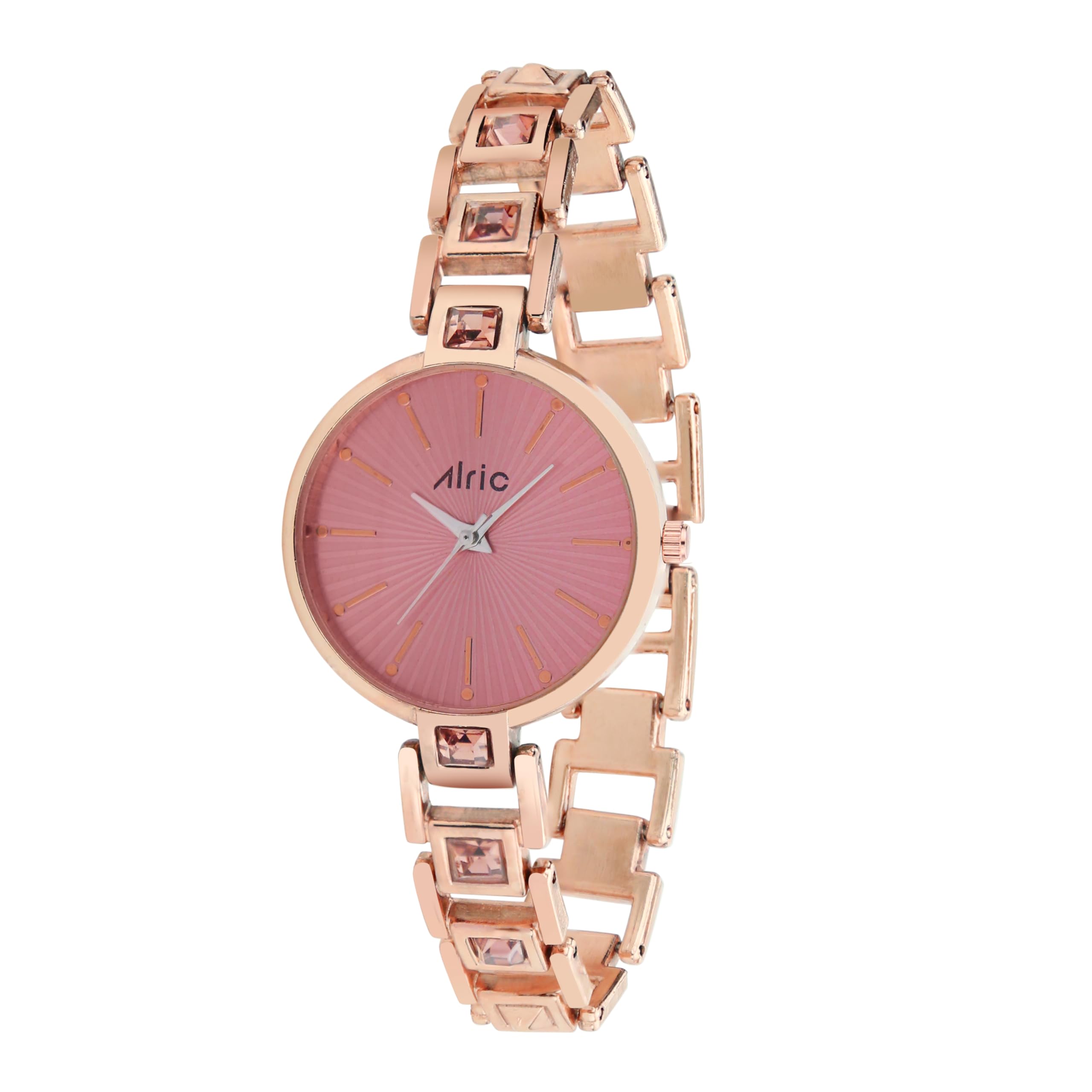 Alric (Grace Stylish Ladies Watch for Girls | Glossy Metallic Finish Strap Watch | Diamond Studded | Analog Quartz | Trendy Curve and Square Dial | Elegant Watch for Women (Rose Gold & Pink) (B0D9S5WCWQ) Amazon Price History, Amazon Price Tracker