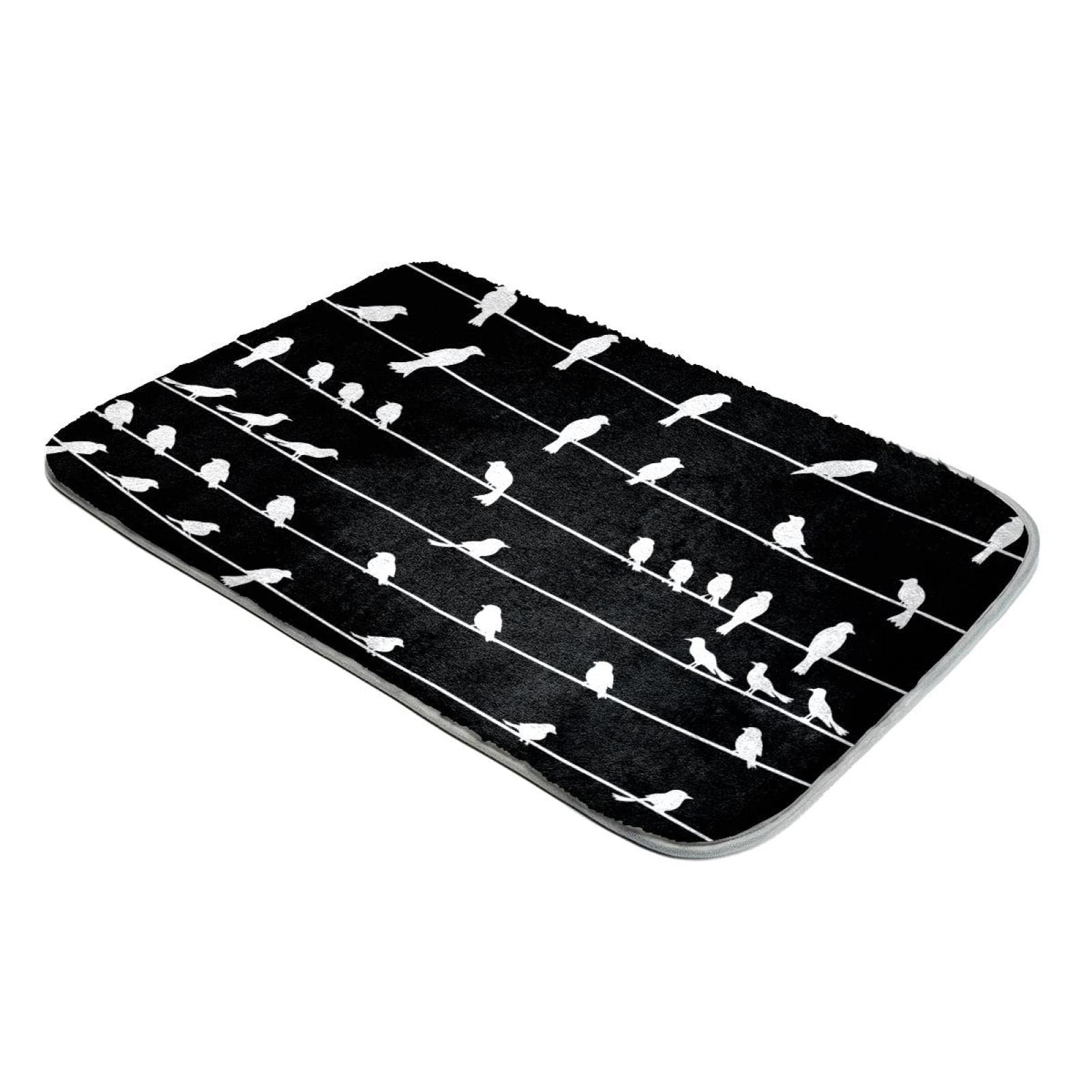 Tapis à poils longs doux en fausse fourrure pour chambre et salon design oiseau