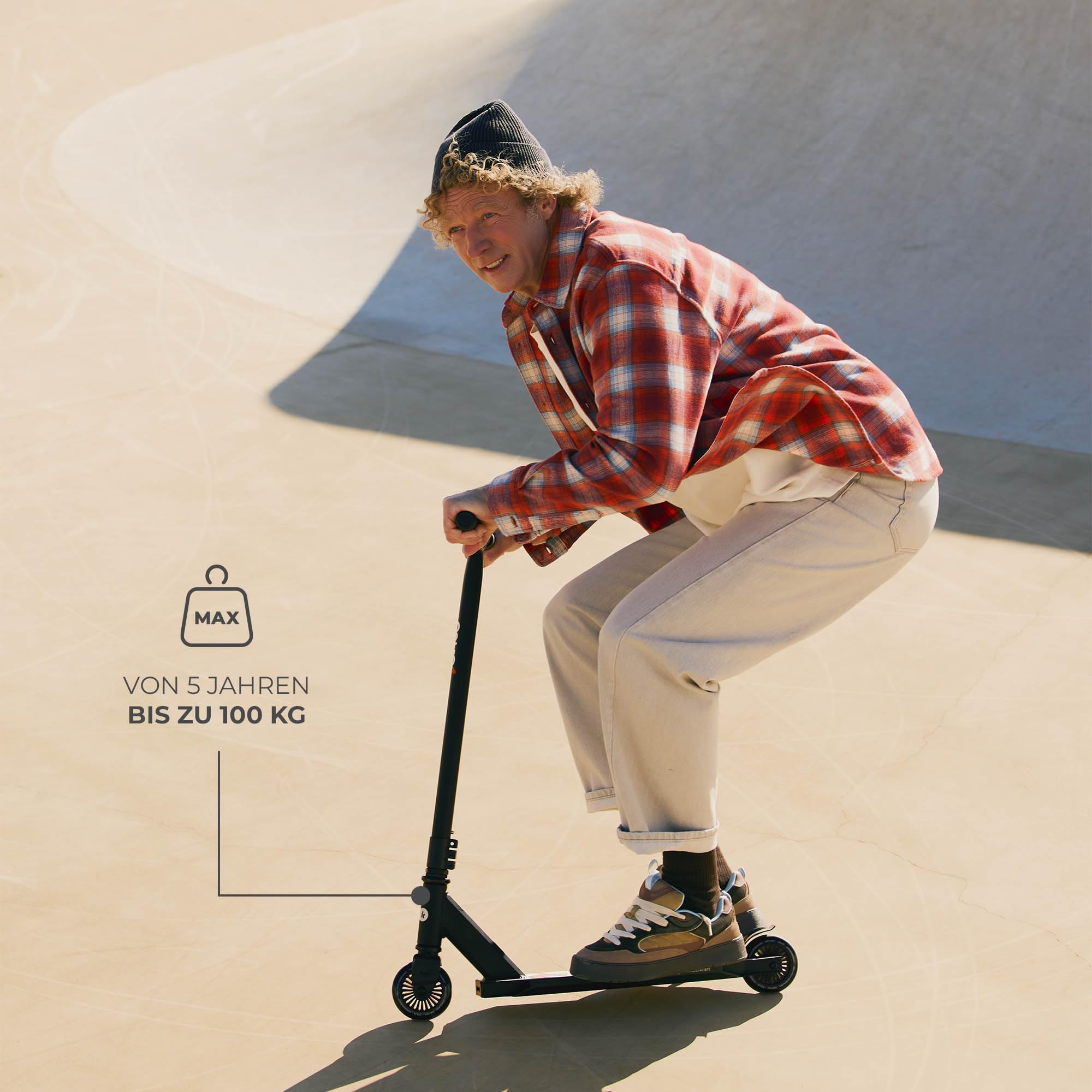 Kinderkraft Solis Scooter ab 5 Jahr, Kinderroller bis zu 100 kg, Tretroller, Stahbremse