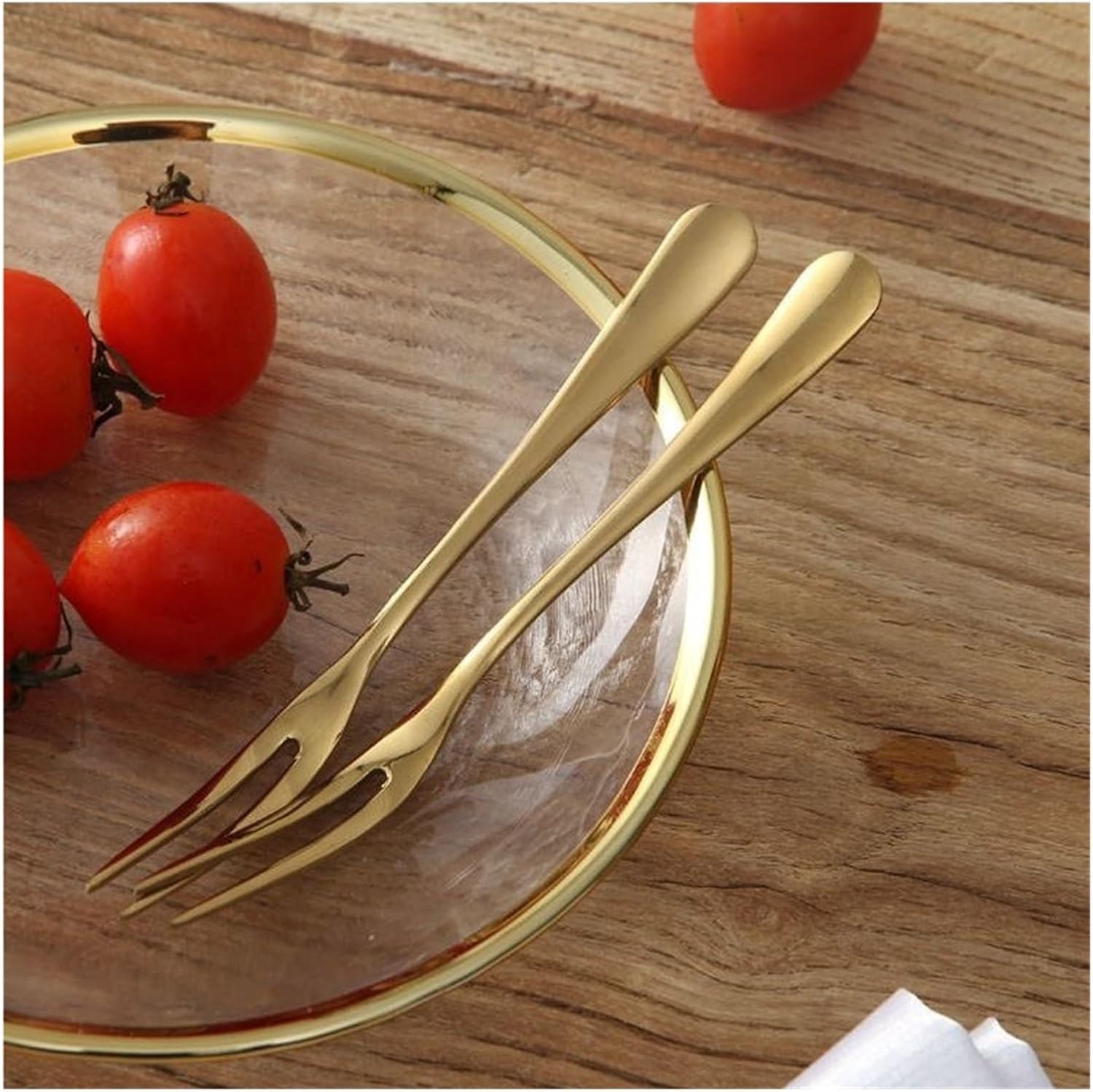 5/10 Pcs Lovely Stainless Steel Fruit Forks - Reusable Dessert Forks For Restaurant, Cafeteria, Home & Party Tableware Supplies(Gold,10PCS)