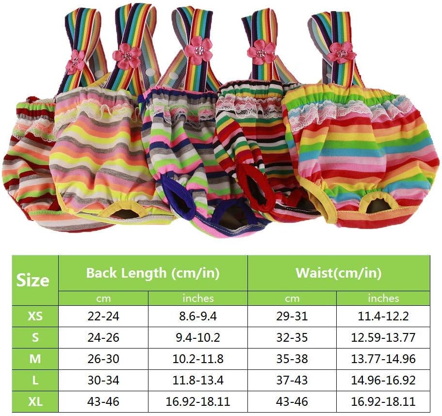 LEMON PET Female Dog Diapers with Adjustable Tighten Strap Physiological Sanitary Panties Washable Reusable Puppy Nappies, 2pcs Pack (XL, Grey+Yellow)