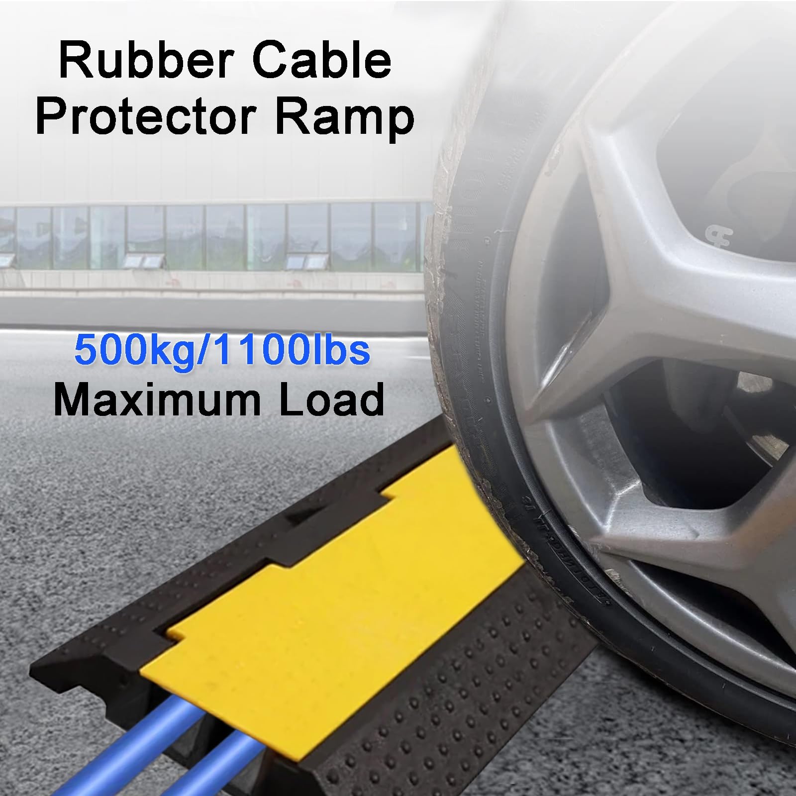 Pasacables Suelo de Goma para Exteriores de 2 Canales con Capacidad para 1100 Lbs Protector de Cable con Cubierta