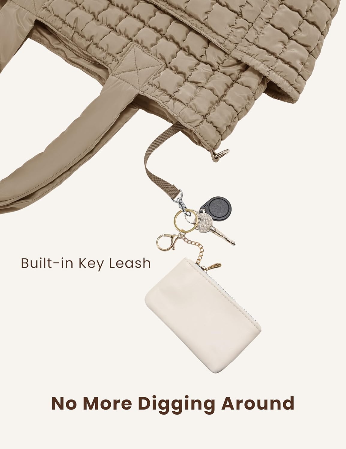 Yarnic Large Puffer Tote Bag for Women, Puffy Shoulder Handbag Quilted Tote Bag with 7 Pockets for Travel Work Gym - Image 5