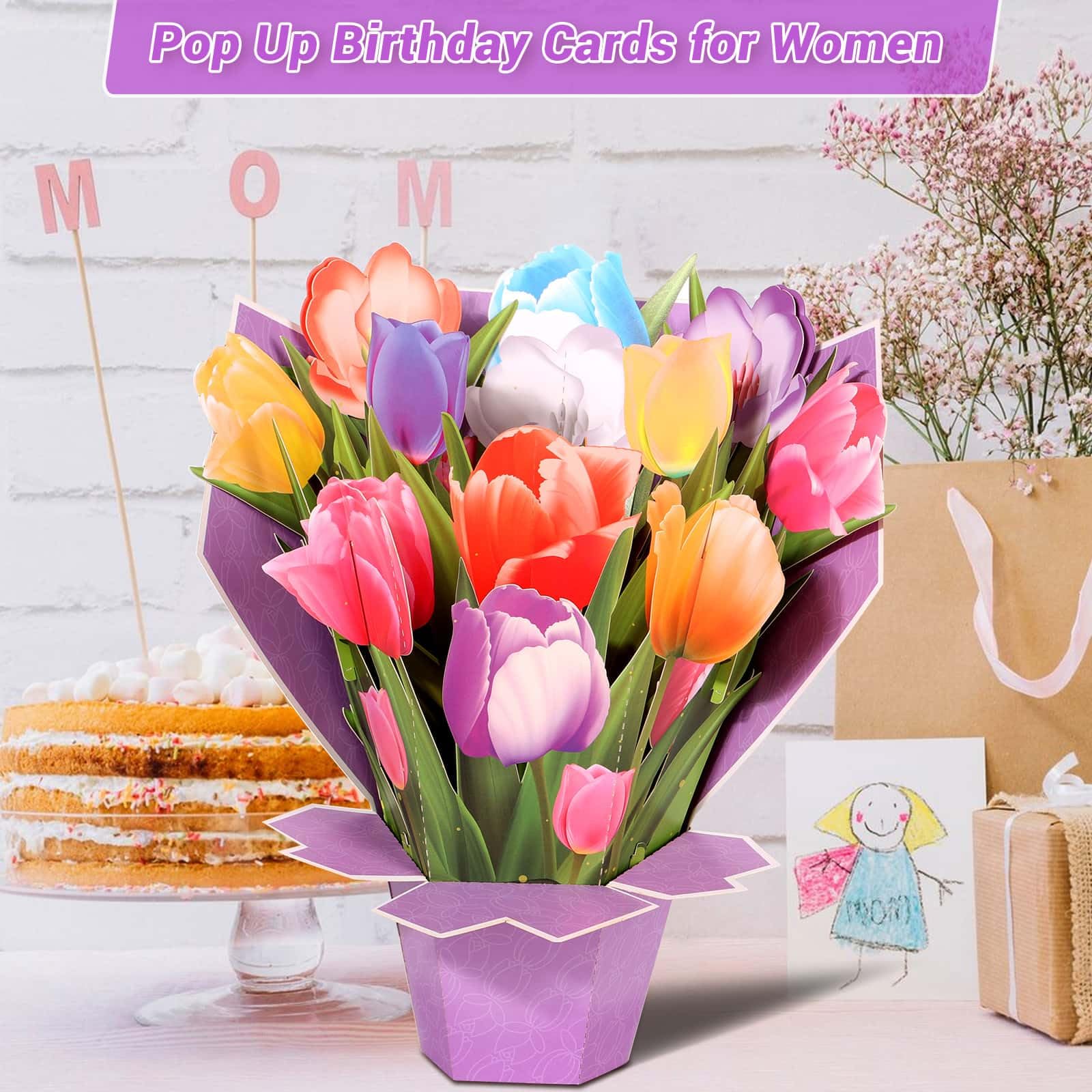 Snapklik.com : Paper Flower Pop Up Cards, Flower Bouquet Card Popup 3D ...