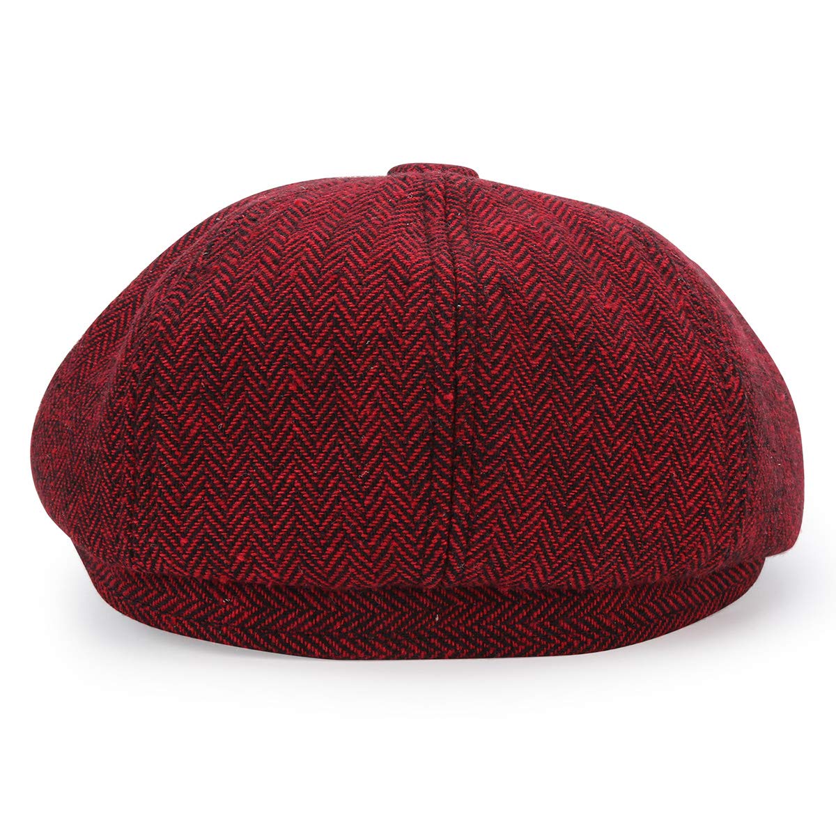 Coppola Newsboy cap Baker Boy - 8 Pannelli Peaky Herringbone Tweed Gatsby Hat Ivy Cappellino Irlandese per Uomo e Donna, Vino Rosso, 58-59
