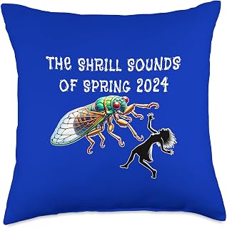 Funny Cicada Saying The Shrill Sounds of Spring 2024 Throw Pillow