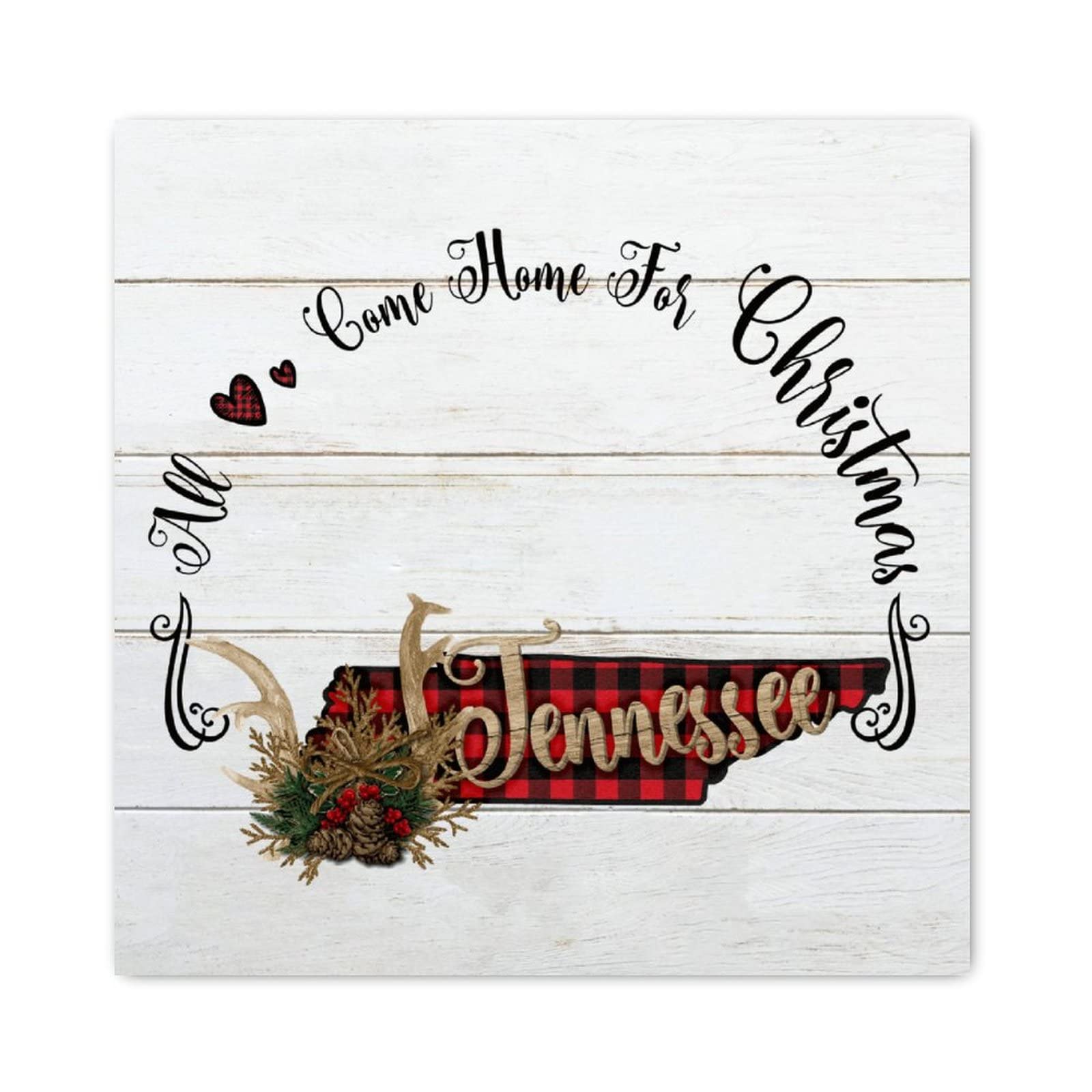 Panneau en bois Noël vintage Tennessee Décoration murale rétro maison 30 cm