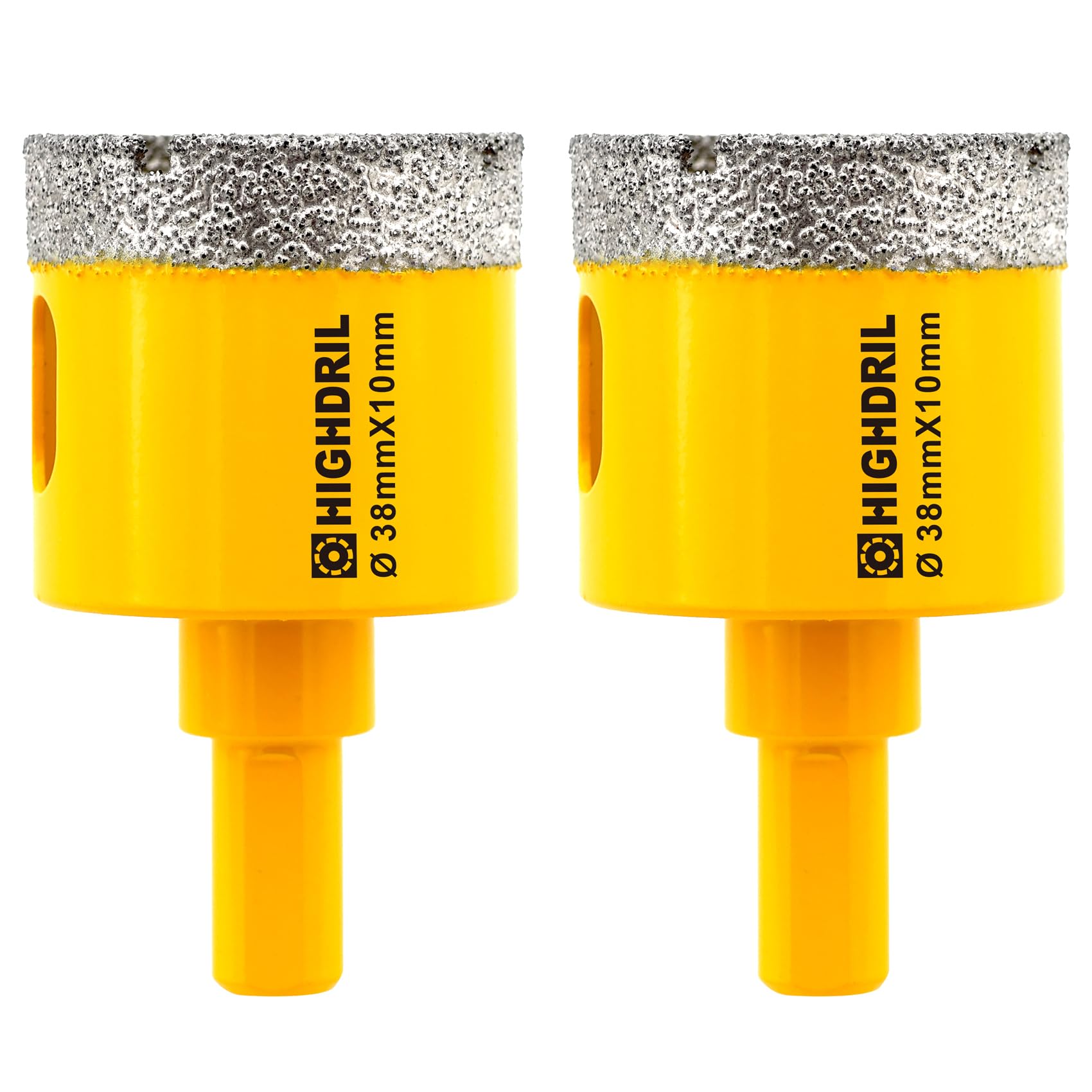 Dry Diamond Core Drill Bit,HIGHDRIL 2pcs Diameter 38mm 1-1/2" with Triangle Shank Vacuum Brazed Hole Saw for Concrete Granite Marble Glass Porcelain Tile Masonry Brick — image 1