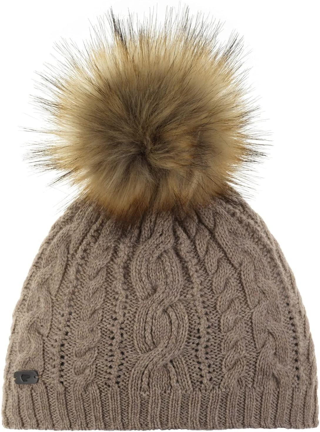 Eisbär Lou Lux, One Size, Winter Hat with Light Brown Pompon, Partially Lined