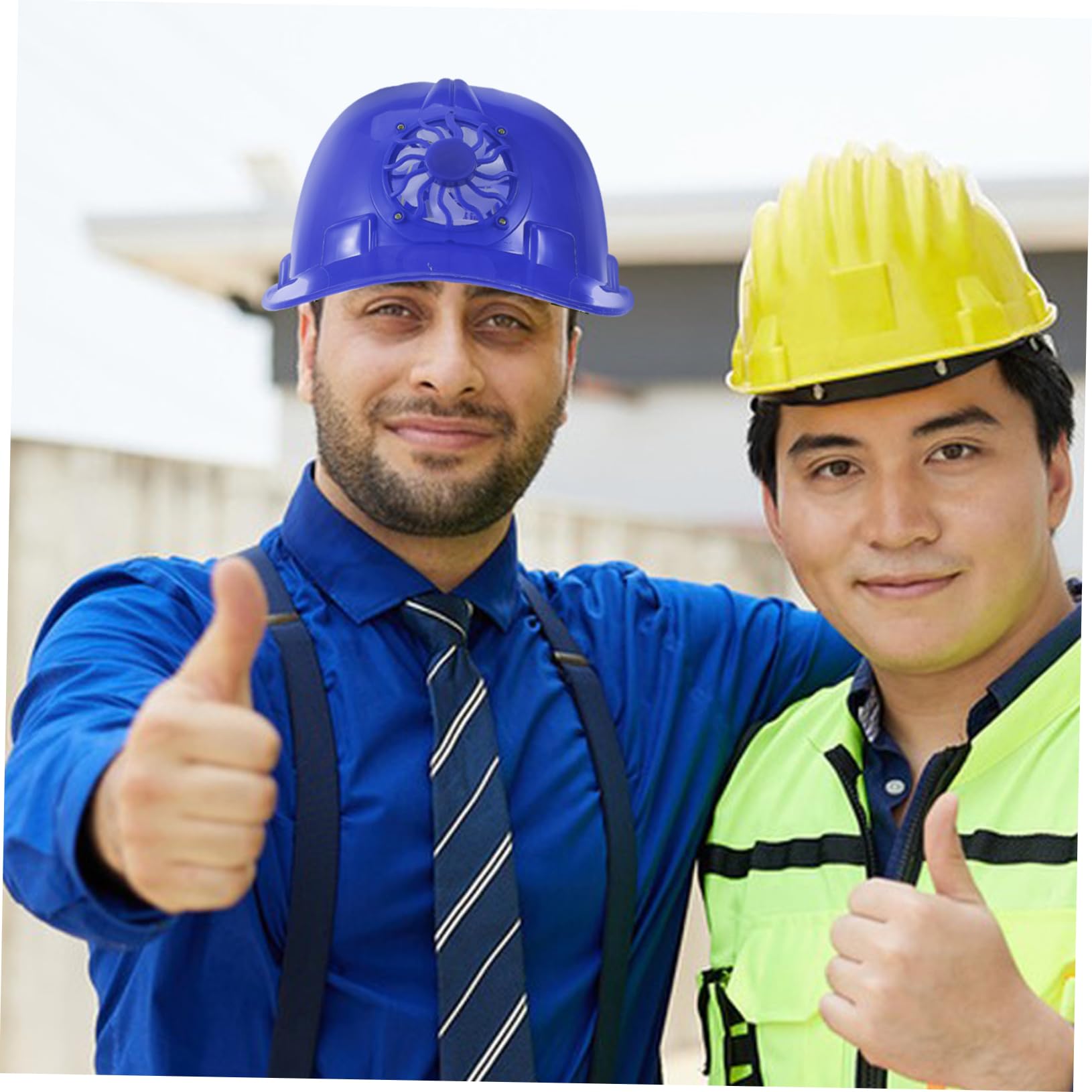 OSALADI Casco Cappello Da Costruzione Da Uomo Elmetto Da Ventaglio Elmetto Industriale Tappo Di Raffreddamento Cappello Di Sicurezza Edilizia Fan Del Cappello Duro Rosso Plastica