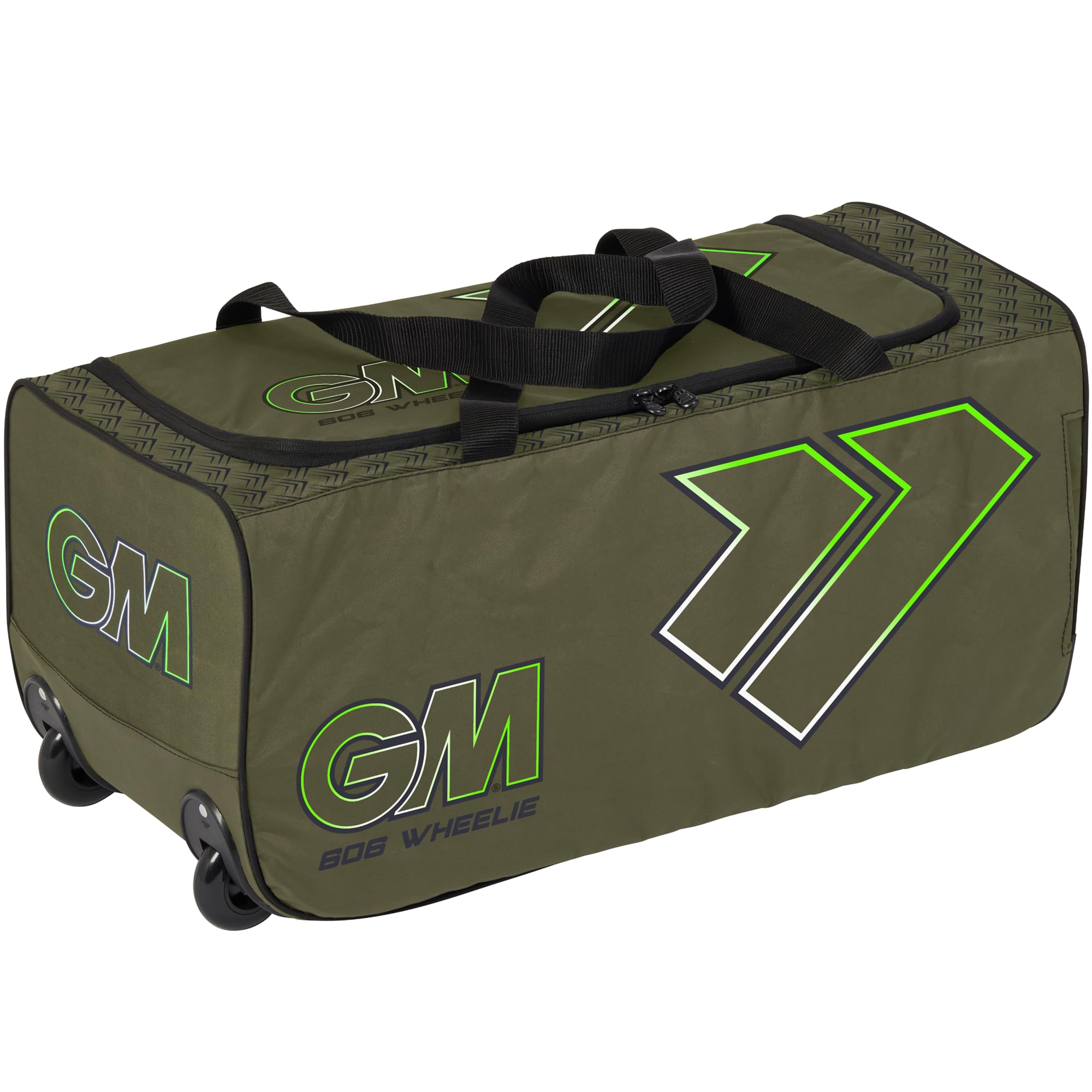Gunn & Moore GM Cricket Bag Holdall | 606 Wheelie | Engineered Wheel Housing | Easy Access Double Zip | Volume - 67 litres | Tough 600 Denier Polyester | Khaki Apollo Green
