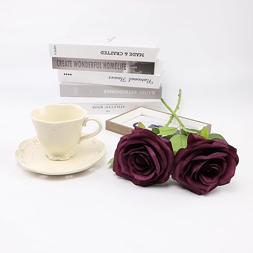 Miniatura 19 de Flores artificiales de rosa, rosa artificial, rosa falsa, rosa de seda, flores falsas de aspecto real con tallos para ramos de boda DIY, centros de