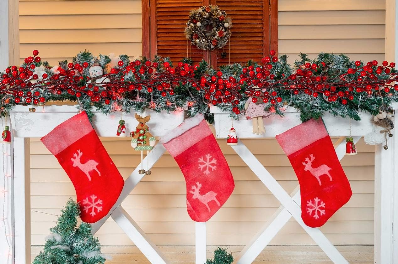 RECUTMS Red Berry Garland Christmas Decoration 5.9Ft Holiday Garland Artificial Berry Garlands with Bendable Stems Christmas Fireplace Decoration Banister(Red Berry) - Image 5