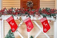 Vista 5 de RECUTMS Guirnalda de bayas rojas para decoración de Navidad, guirnalda navideña de 5.9 pies, guirnaldas de bayas artificiales con tallos flexibles