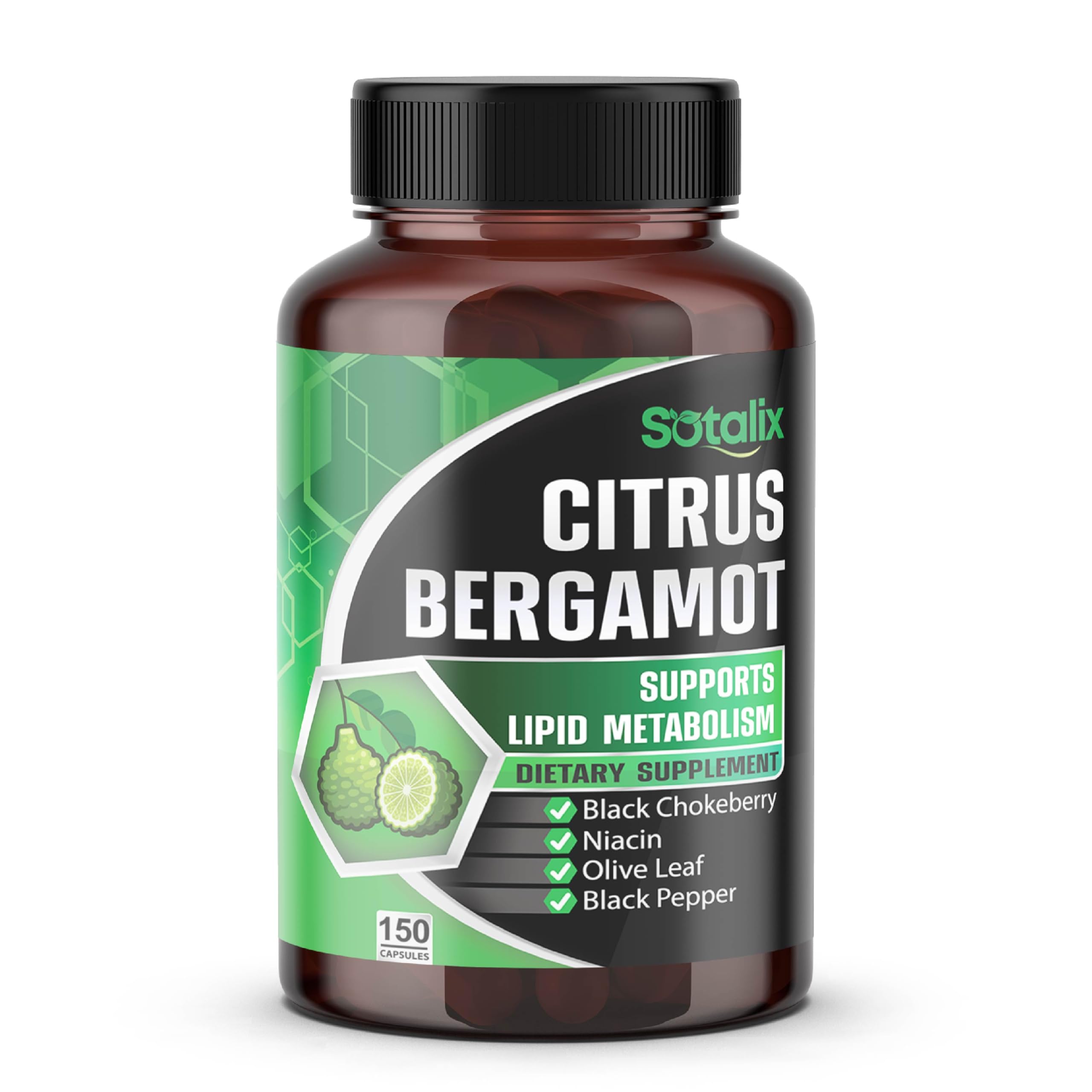 Premium Citrus Bergamot Organic Bergamot Supplement with Niacin Black Chokebe...