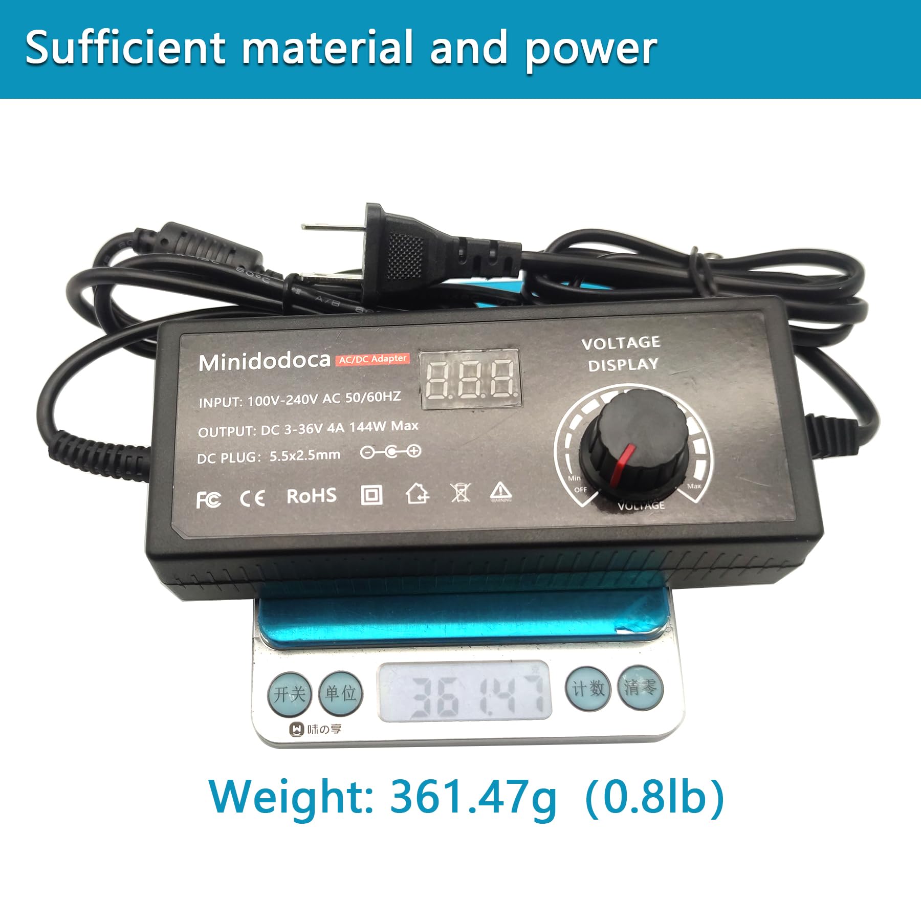 144 W Netzteil, verstellbar, DC 3 V auf 36 V, Wechselstrom/DC-Adapter, Universal-Schaltnetzteil, Wechselstrom-zu-Gleichstrom-Konverter, Schwarz