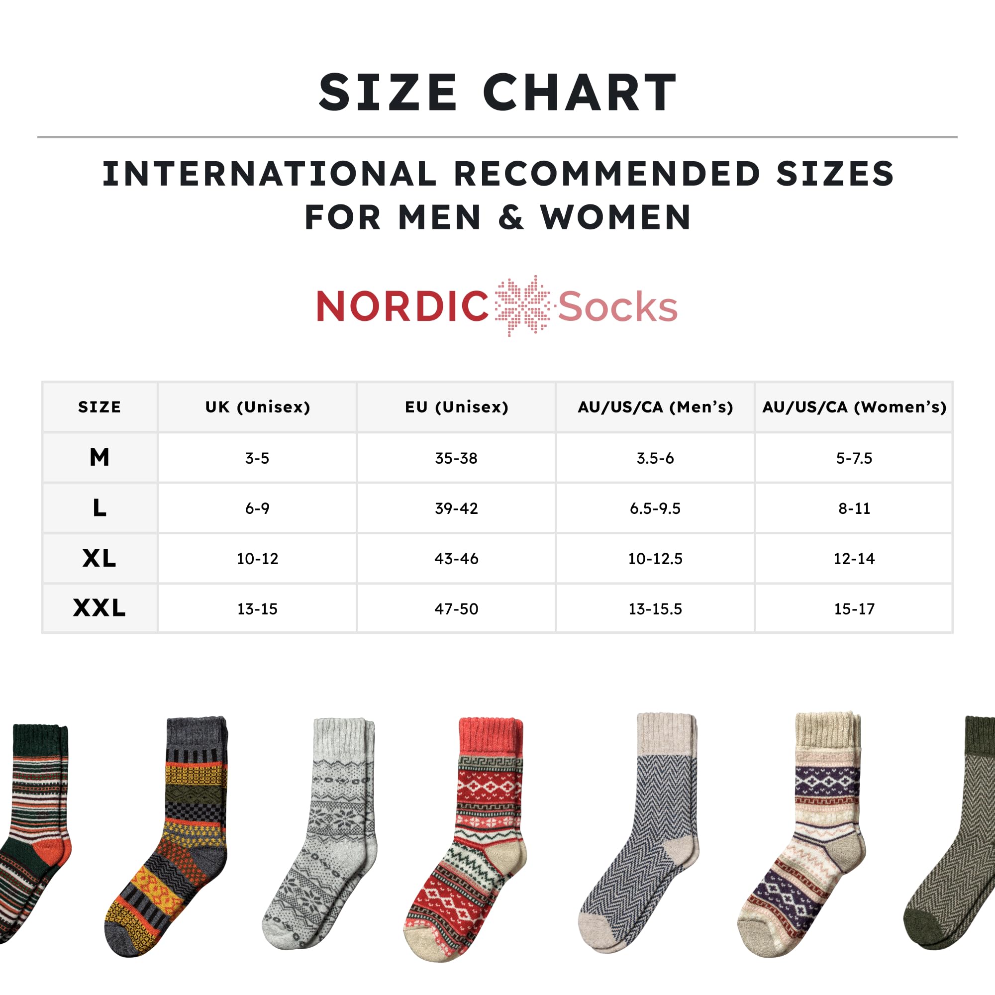 NORDIC Socks 5 Pary, Skarpety z Wełny Merynosów dla Mężczyzn & Kobiet, Zimowe Skarpety, Ciepłe Skarpety