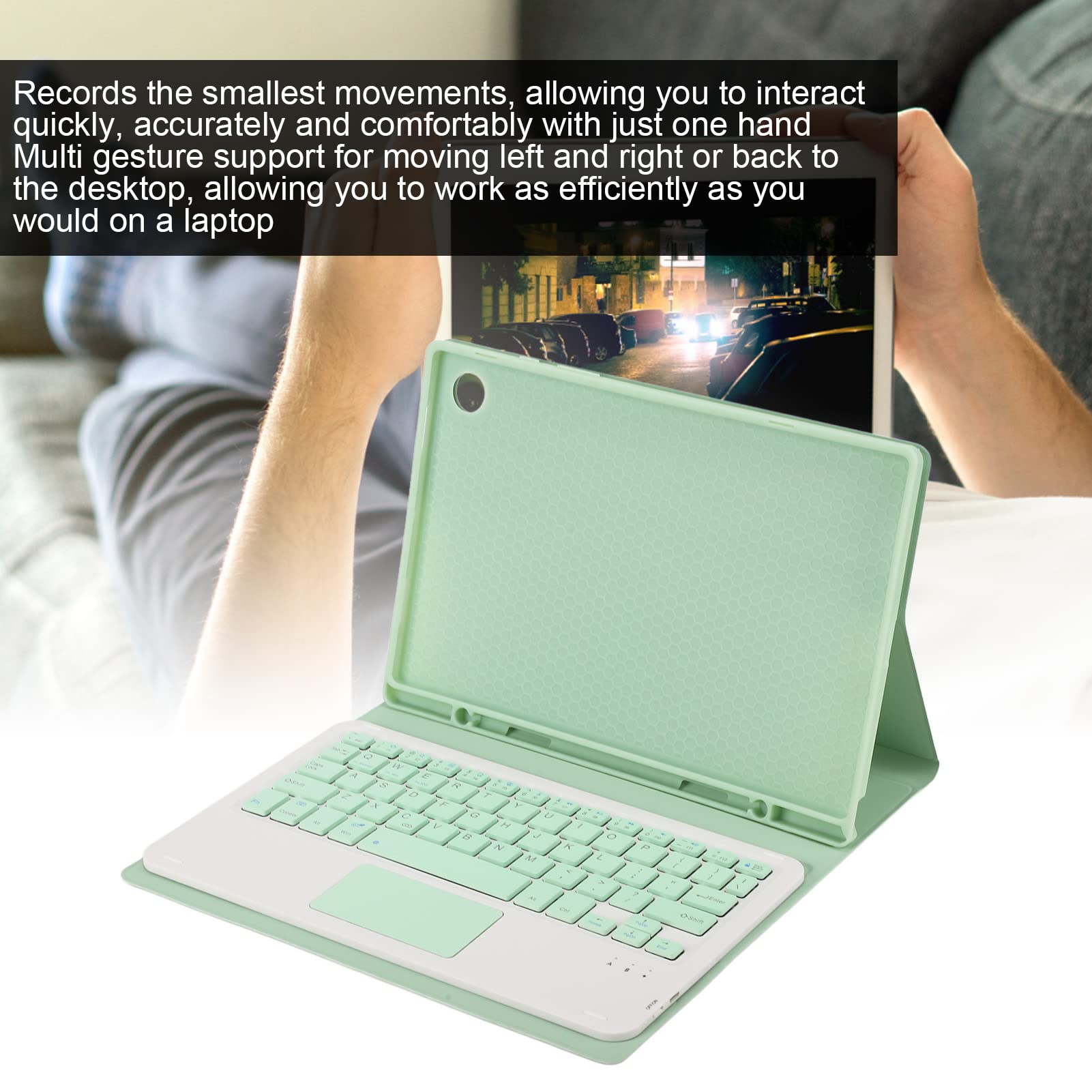 Estink Cubierta de Teclado para Samsung Galaxy Tab A8, Cubierta de Teclado Inalámbrico Desmontable de Vista Múltiple, Cubierta de Tableta para SM X200/SM X205/SM X207 2022(Panel táctil)
