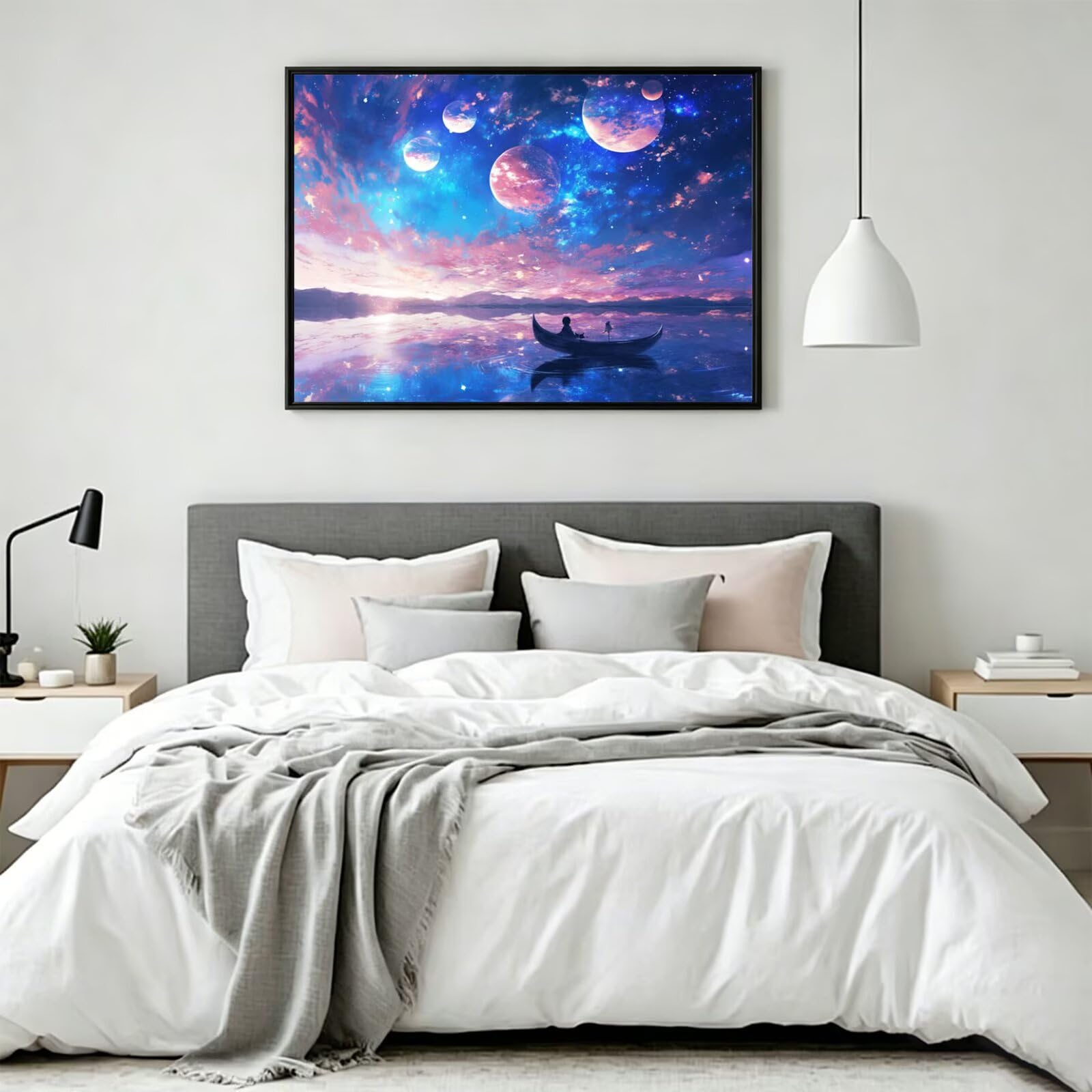 Pintar por Numeros planeta Pinturas Acrilicas Bote pequeño Pintura por Numeros Lienzos para Pintar, Pintura Acrilica Manualidades, Decoración para Hogar, Regalos Cumpleaños, 90x120cm Sin Marco, q-898