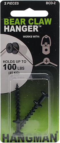 Hangman Products BCD-2 - Percha de garra de oso de doble cabeza (paquete de 2), 1.25", color negro