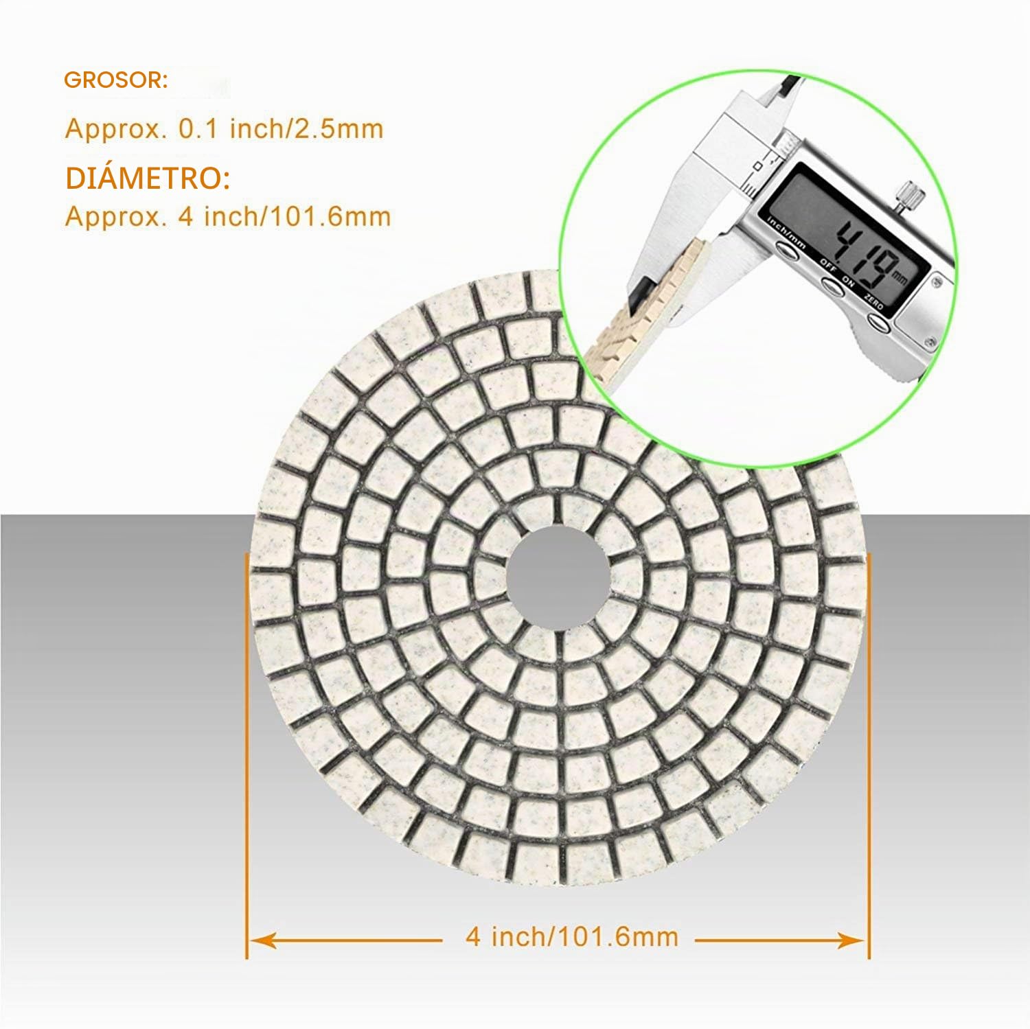 Disco de Diamante para Pulir, 100 mm Húmedo de Pulidoras de Diamante Accesorios 50#,100#,200#,400#,800#,1500#,3000#,6000# para pulidor de piedra mojada pulidora -OA1597SET15
