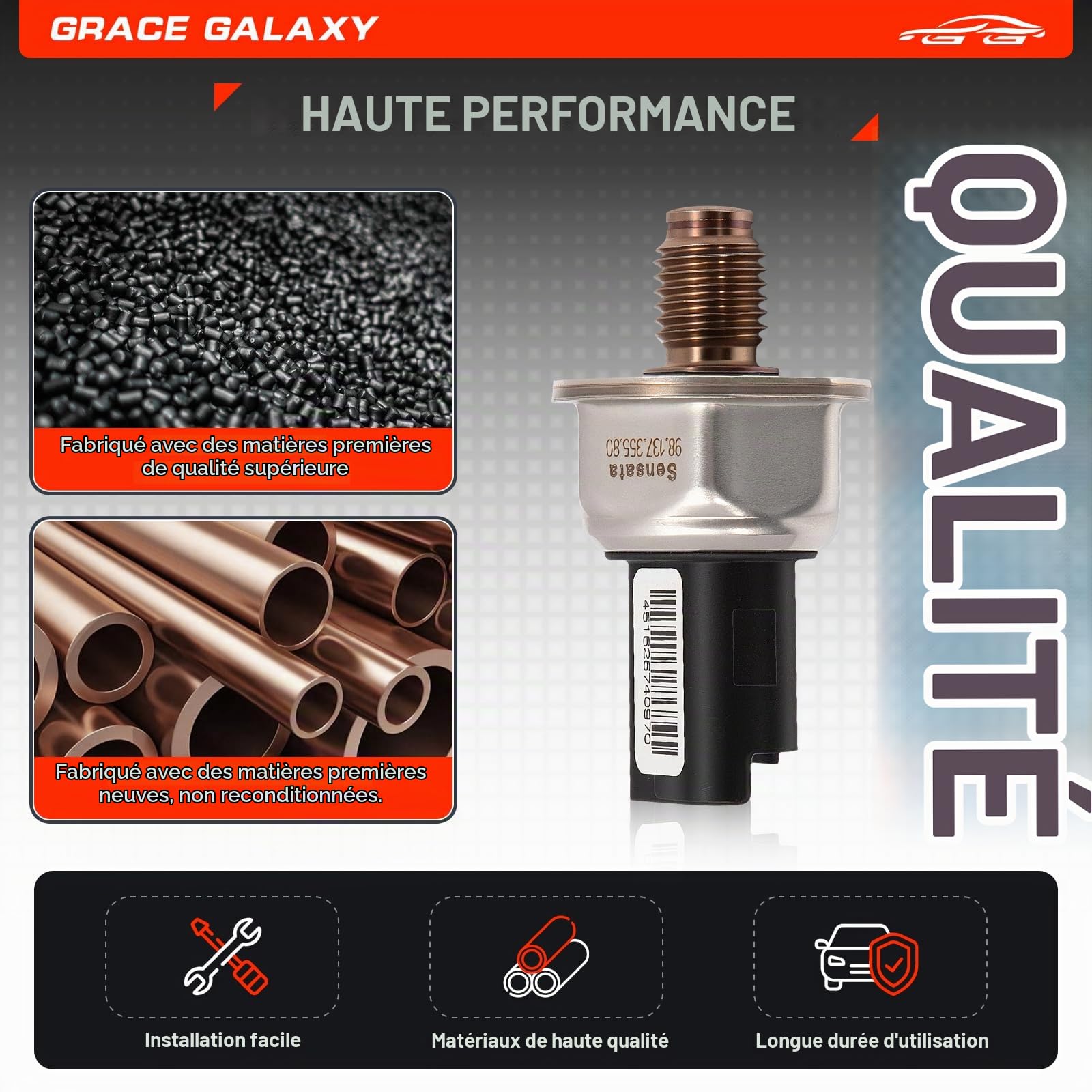 GraceGalaxy Capteur de Pression de Carburant pour C1 C2 C3 C4 C5 Dispatch Nemo Xsara Picasso, 107 1007 206 207 3008 307 308 407 5008 Bipper Expert Partner 9658227880 1920GW 1,4 L 1,6 L HDI