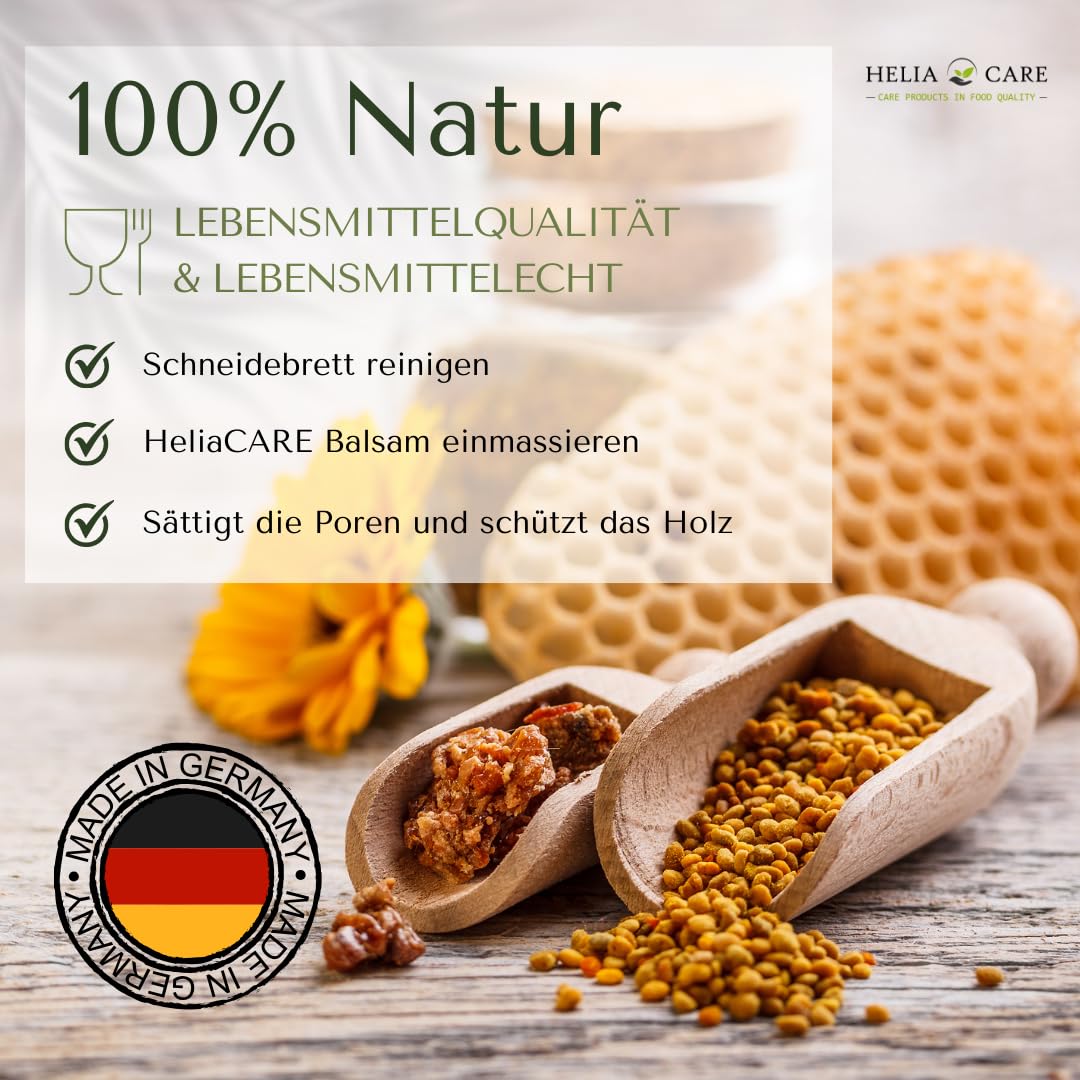 Schneidebrett Balsam - BIO Holzwachs - Bienenwachs Holzpflege aus Deutschland - Holzbalsam für Schneidebretter - Farb- und geruchlose Holzpolitur (150ml)