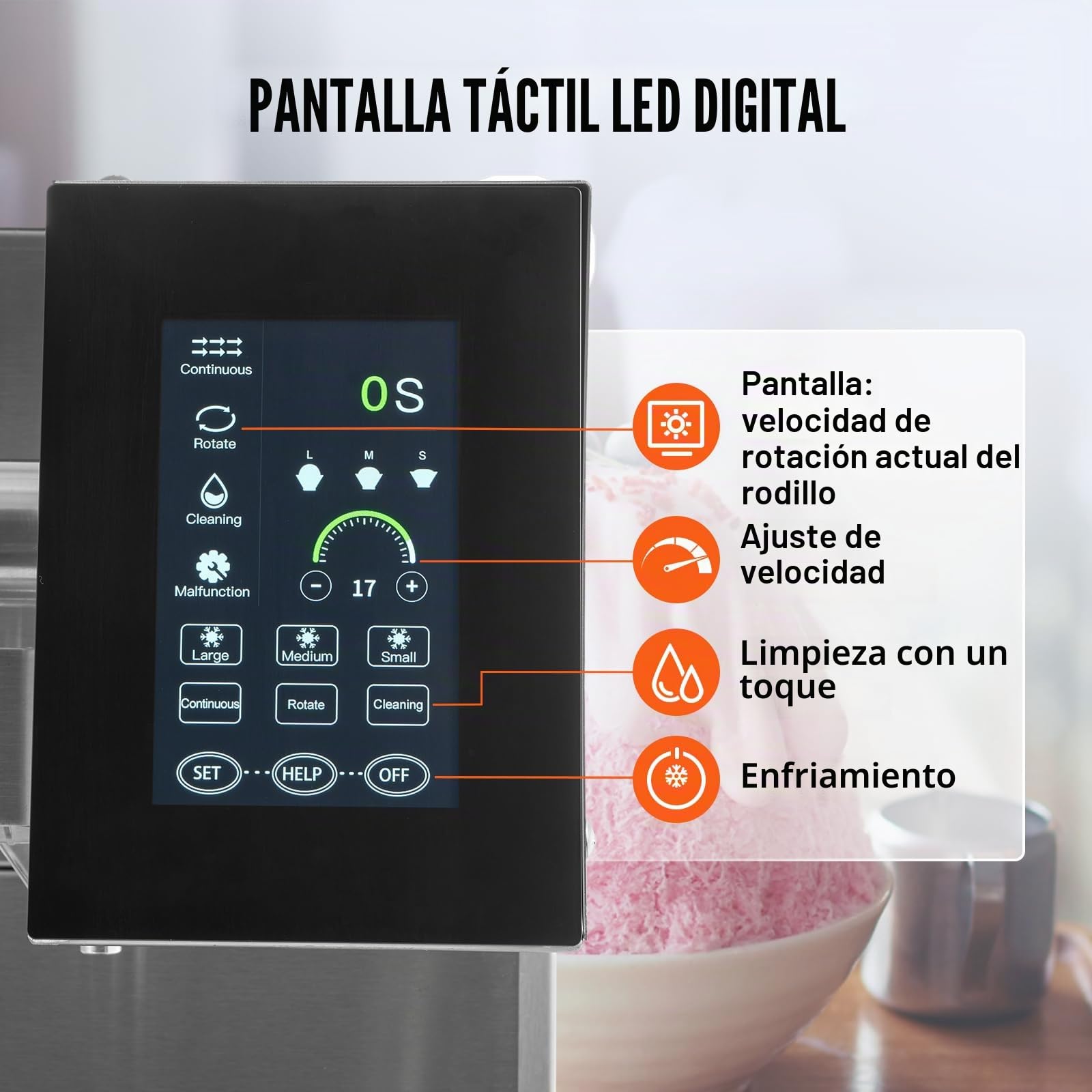 VEVOR Máquina de Hielo en Forma de Copos de Nieve 230kg/24 h Máquina para Raspar Hielo Acero Inoxidable Sistema de Enfriamiento por Aire para Rápida Disipación del Calor para Panaderías, Cafeterías