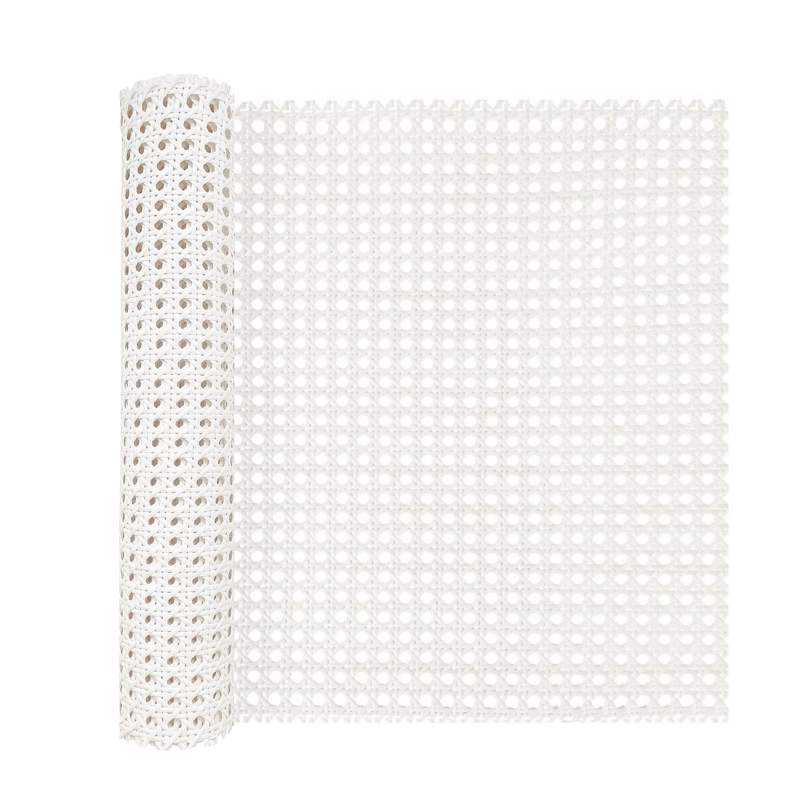Allinkit White 16Inch Width Synthetic Cane Webbing 6.6 Feet, Rattan Webbing Roll For Caning Projects, Woven Open Mesh Cane For Furniture, Chair, Cabinet, Ceiling, Bed