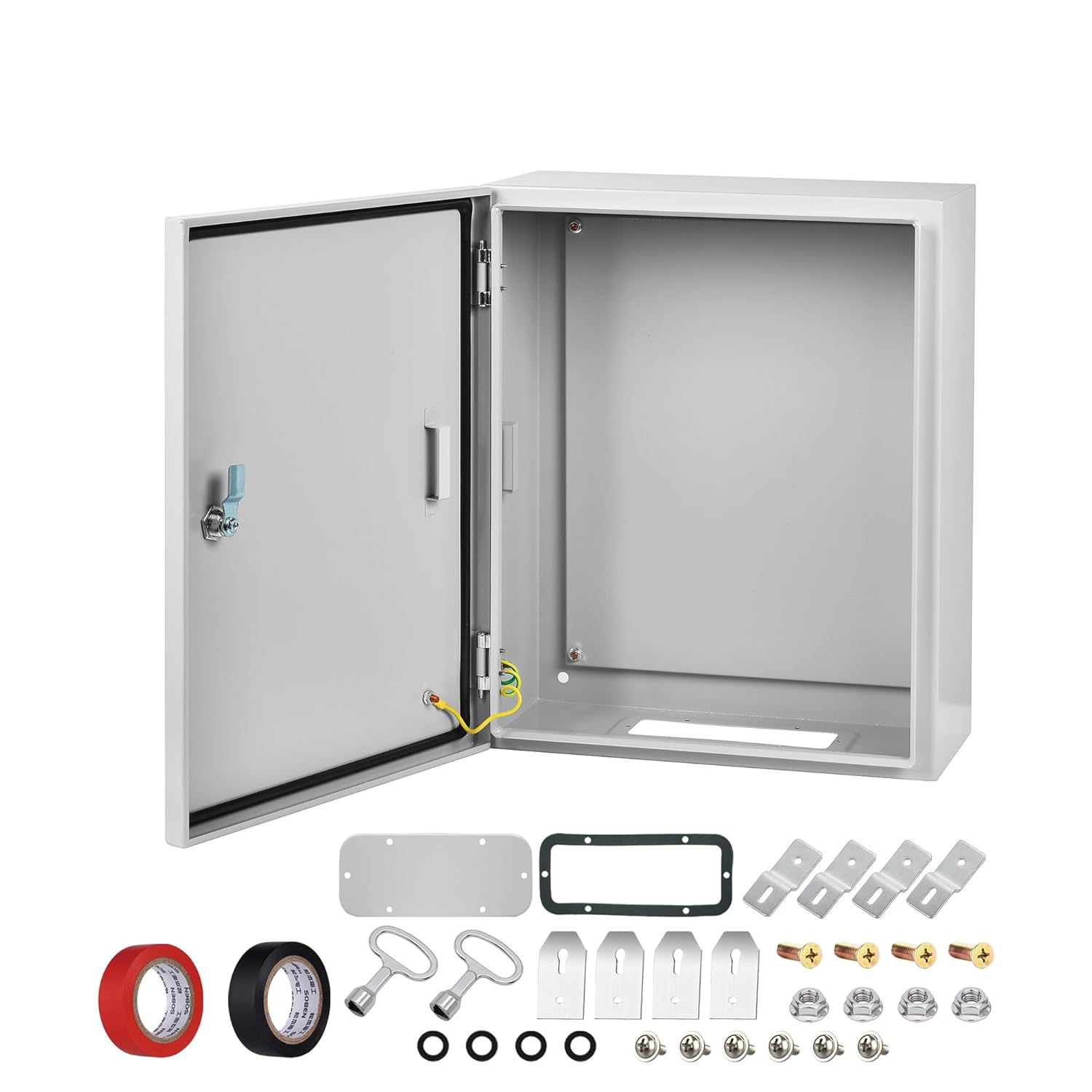 Steel Electrical Junction Box, 12 x 10 x 6 Waterproof & Dustproof Electrical Enclosure, Outdoor & Indoor Universal Project Box with Lock & Mounting Plate 12 x 10 x 6" Grey
