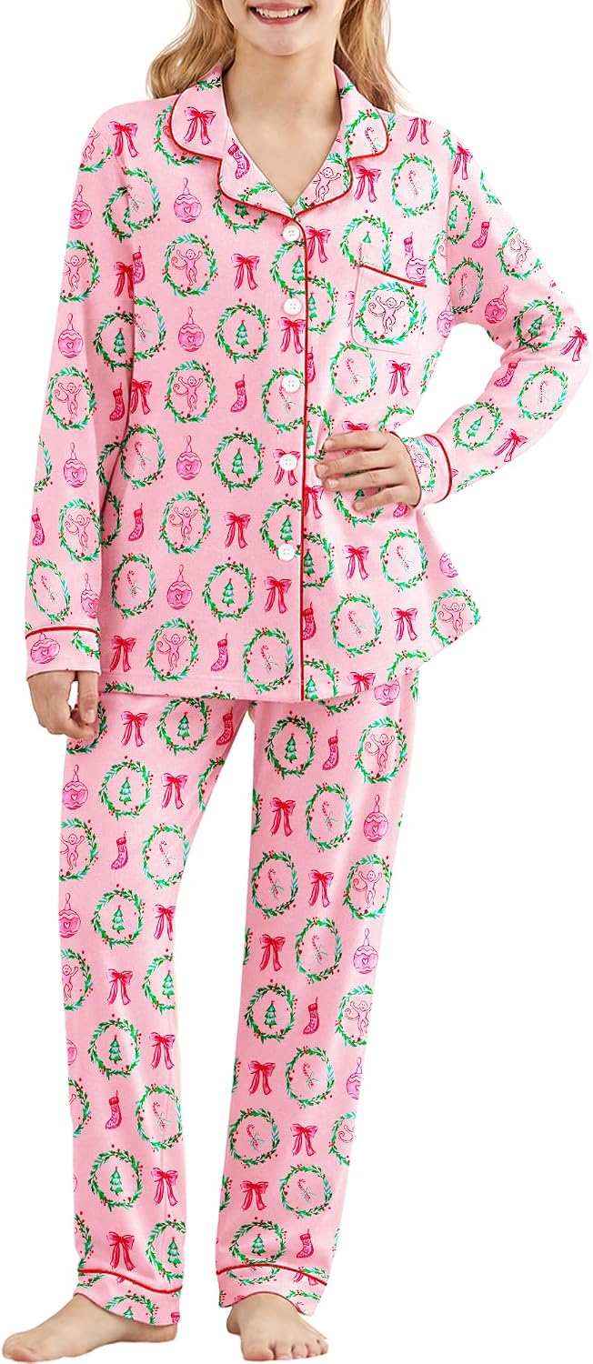 Cute Monkey PJs for Girls Daily Long Sleeve Button Down Loungewear