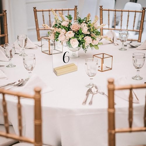 Miniatura 10 de Cartel de mesa de acrílico de arco negro con soporte de madera, paquete de 10 hojas acrílicas arqueadas en blanco con base, letrero acrílico en