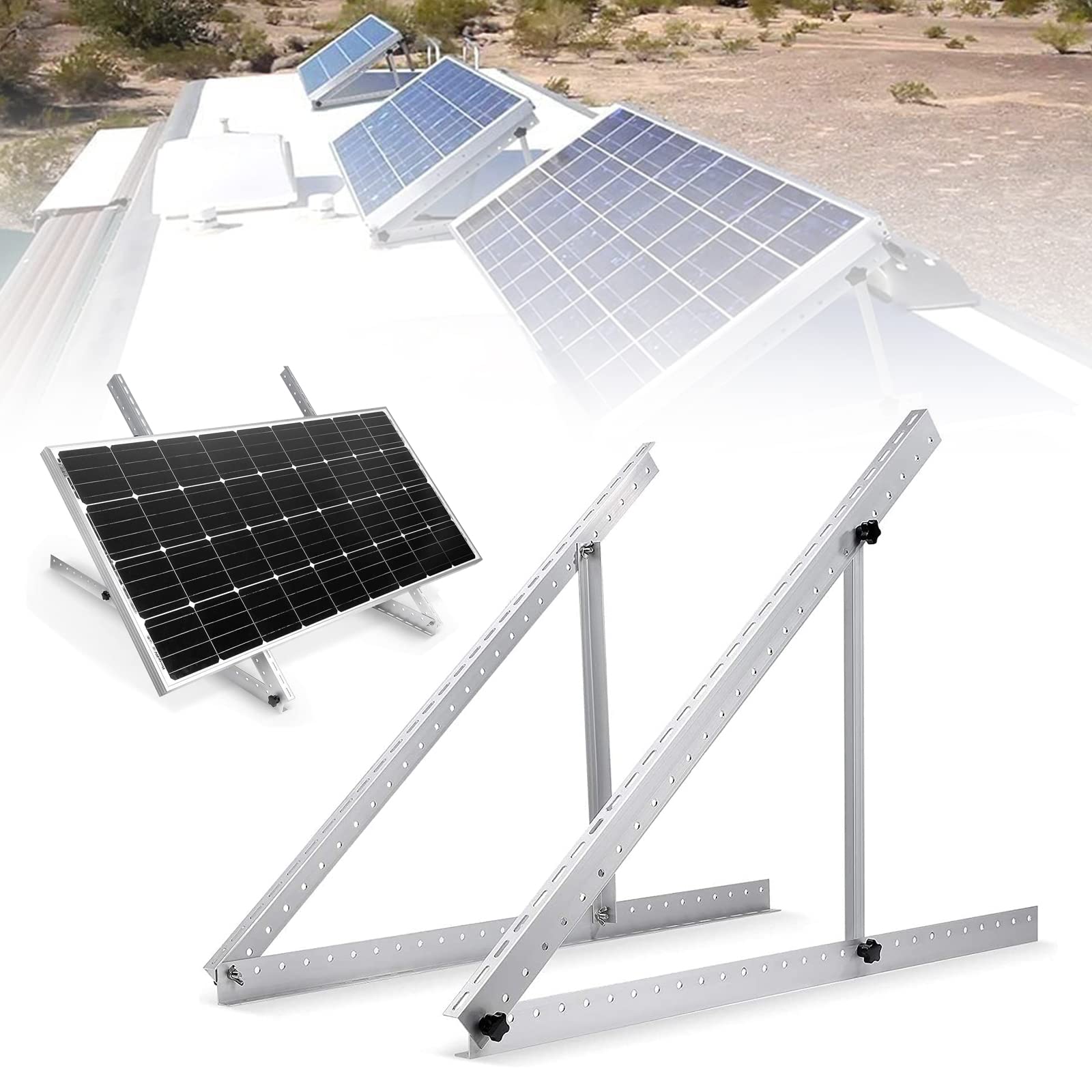 Supporto per pannello solare da 41", universale, per pannello solare da 200 W, 350 W, angolo di inclinazione regolabile, pannello solare, supporto inclinabile per barca, camper, ecc.
