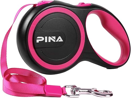 Miniatura 18 de PINA - Correa retráctil para perros, de 26 pies, para perros pequeños, medianos y grandes de hasta 110 libras, cinta de nailon reflectante Negro