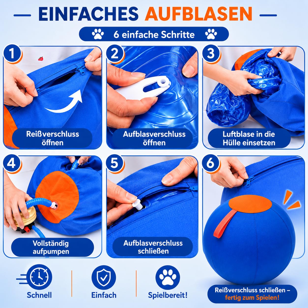 DZ'HUE Lentiva Norden Treibball– Aufblasbarer Herding Ball für mittlere & große Rassen, Kau- und kratzfester Hüteball mit Handschlaufe, Riesen Hundeball für Outdoor Training (Farbmuster,M-55cm)