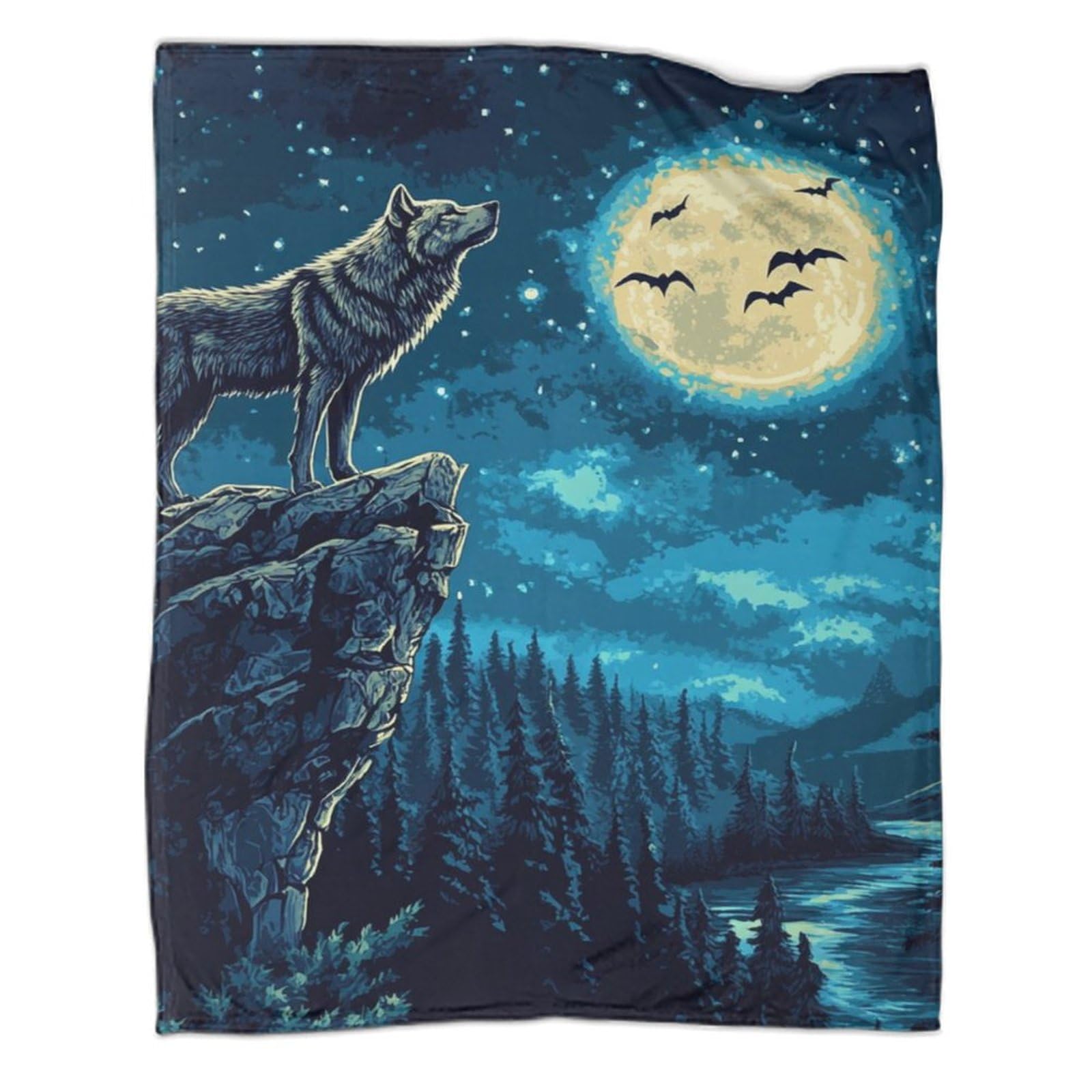 Couverture loup en microfibre moelleuse pour canapé et moments cosy