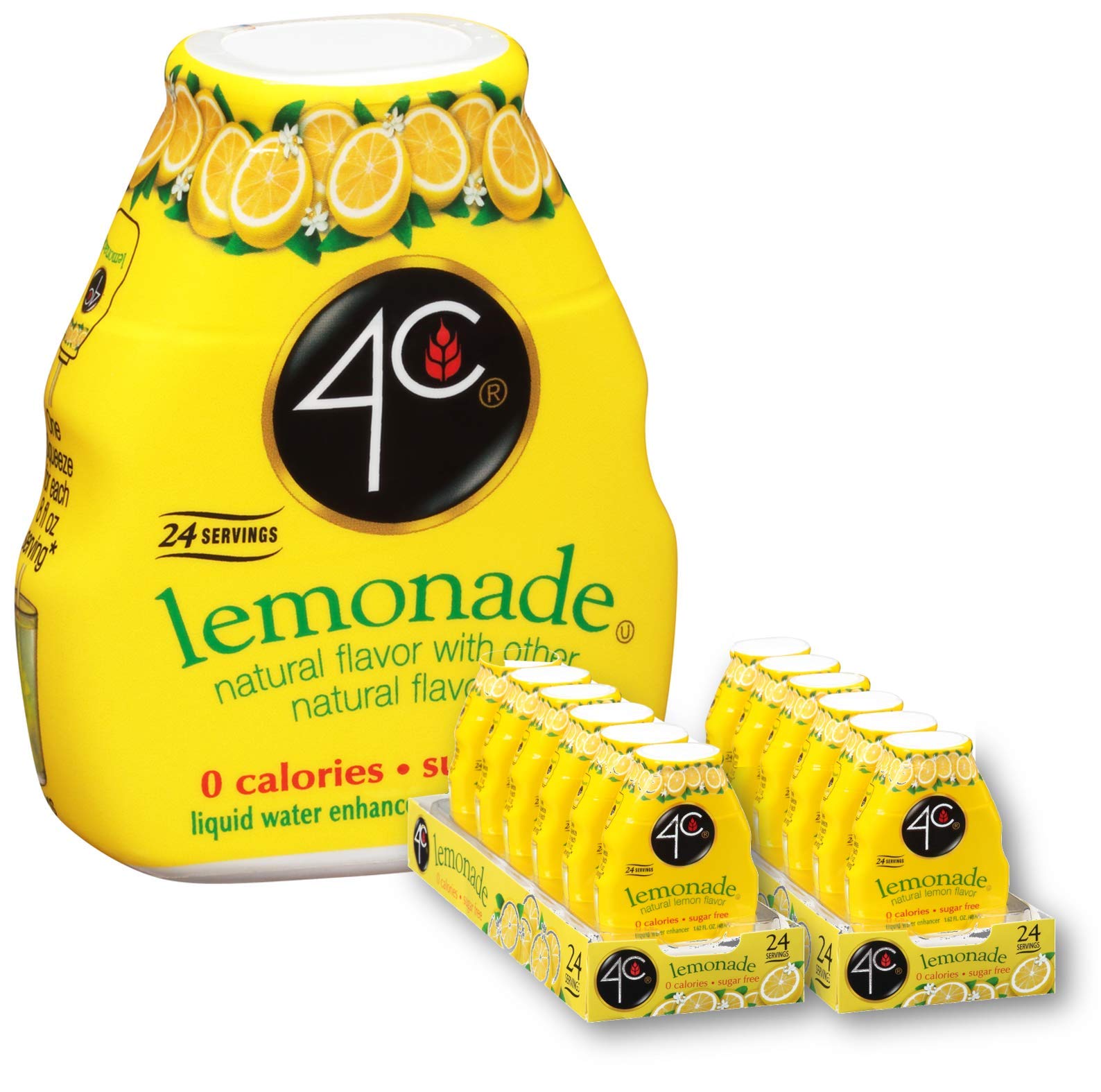 4C Sugar Free Liquid Water Enhancer | Premium Natural Flavors, 0 Calorie | 12 pack (Lemonade)