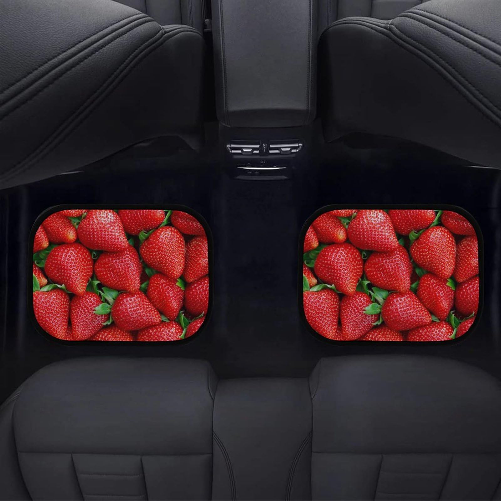 【動く点P】mignon works イチゴ マット Amazon.co.jp: イチゴ柄 いちご 苺 カーマット 4点セット 車用