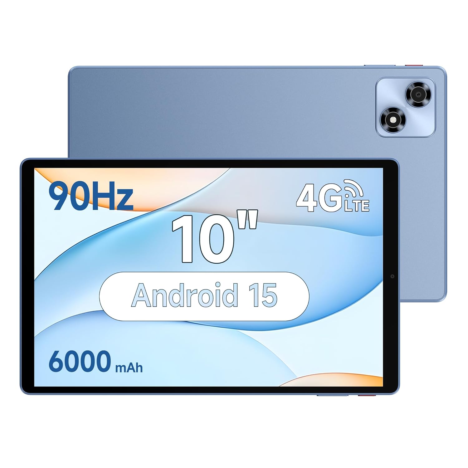 ALLDOCUBE 10 Inch Tablet Android 15, 12 (4+8) GB + 128 GB, Octa-Core Processor, 90 Hz, 1280 x 800 IPS Display, 6000 mAh, GPS/LTE/SIM+WIFI6, Blue