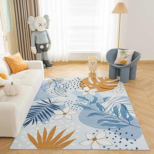 CHOSHOME Alfombra lavable de 5 x 7 pies, diseño vintage de medallón, con parte trasera antideslizante, suave, resistente a las manchas, no desprende