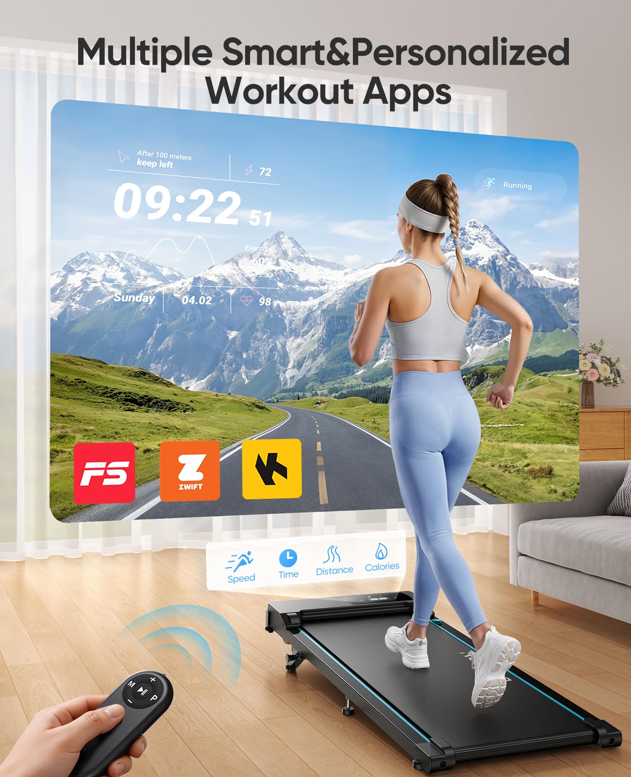 Tapis Roulant Salvaspazio Pieghevole 5 in 1, RUNimon Walking Pad da Casa con Inclinazione 7%-9%, Elettrico Sotto Scrivania, Motore Brushless 2.75HP, 1-8 KM/H, Max 130KG