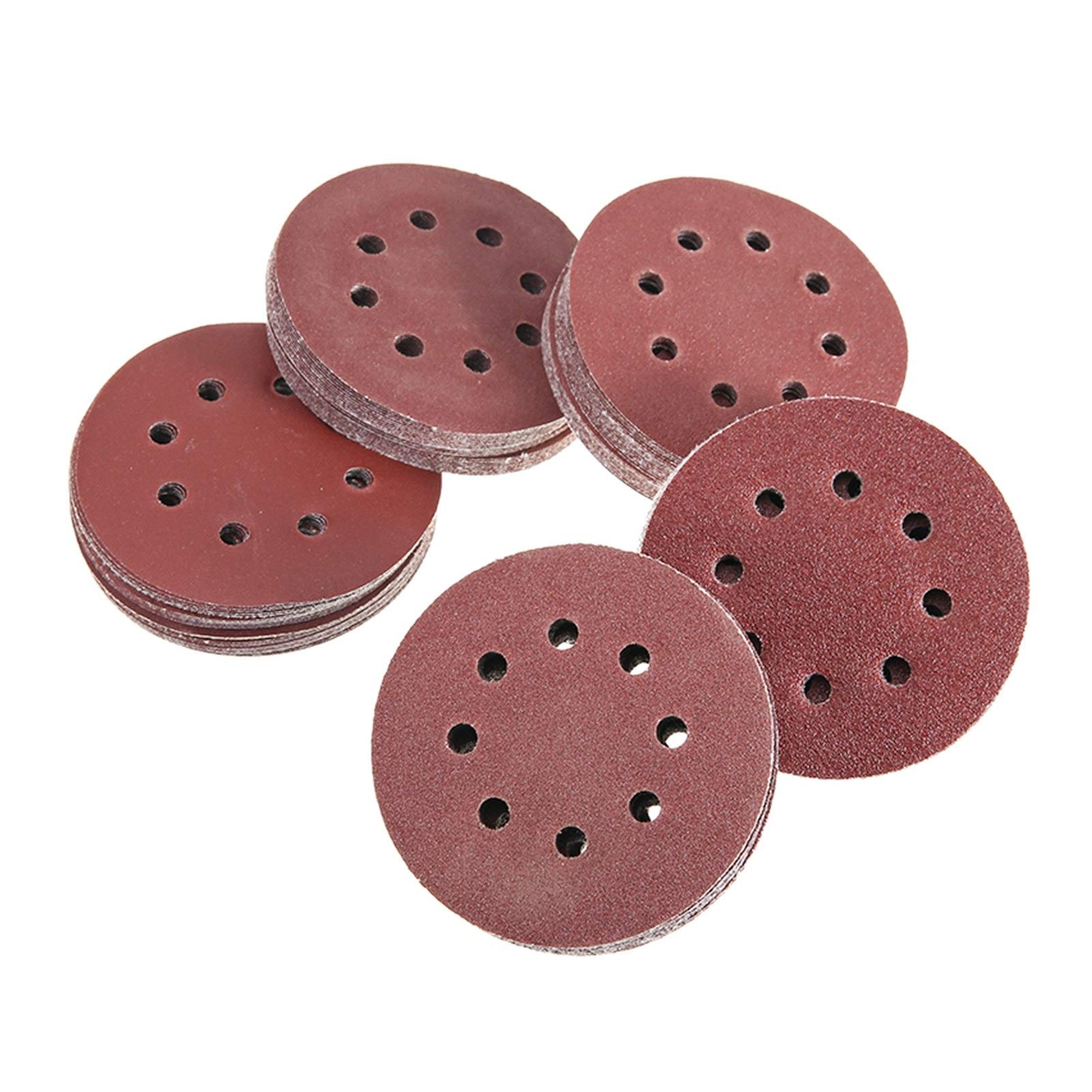 Pure-sander Papiers 125mm Sanding 60 80 100 120 240 Grits Ponçage disques Crochet boucle Poncer Accessoires Pièces for le polissage Outils 125pcs / Set