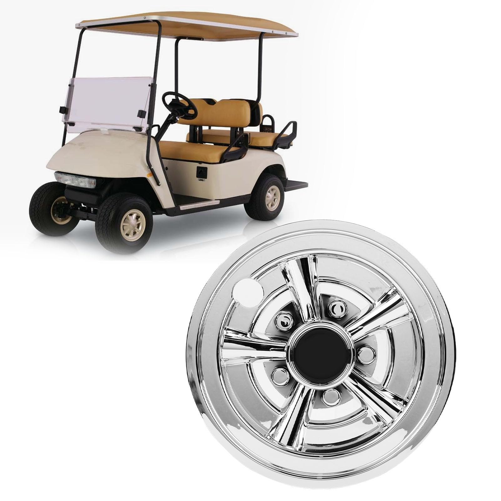 4 szt. 8-calowe Kołpaki na Koła Wózka Golfowego, Chromowane Srebrne Plastikowe Kołpaki na Koła, Odporne Zarysowania z powłoką ochronną, Idealne do EZ GO