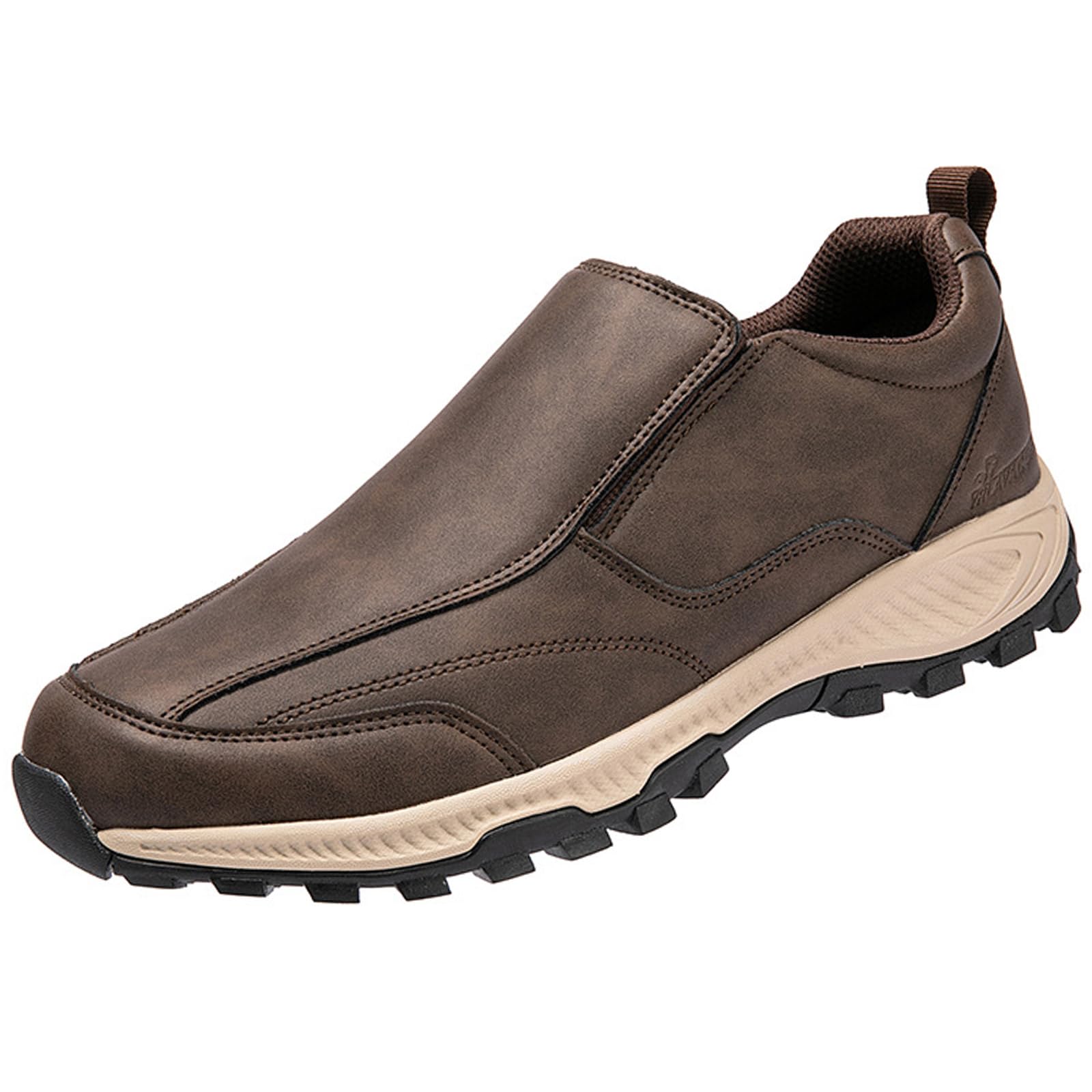 Scarpe Sportive Ortopediche Mocassini da Uomo in Pelle Impermeabile Slip on Sneaker Casual Scarpe da Running Corsa Scarpe Leggera Fitness Traspirante Camminata,Marrone,42/260mm