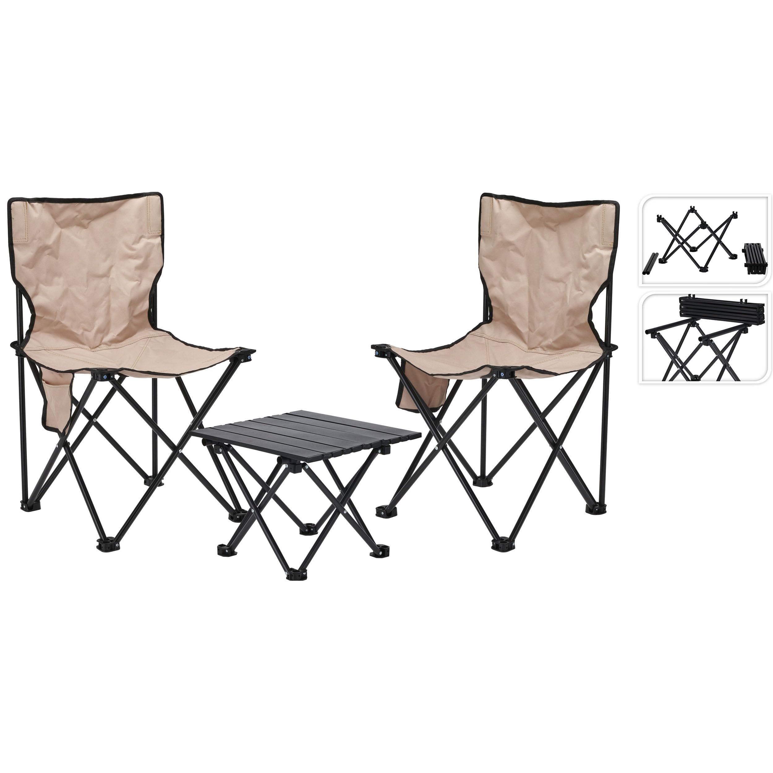 Annastore Camping Set mit 2 Campingstühlen & Campingtisch | Klappbares Outdoor-Set mit Tragetasche – Wetterfest & leicht – Ideal für Camping, Angeln, Festivals & Garten