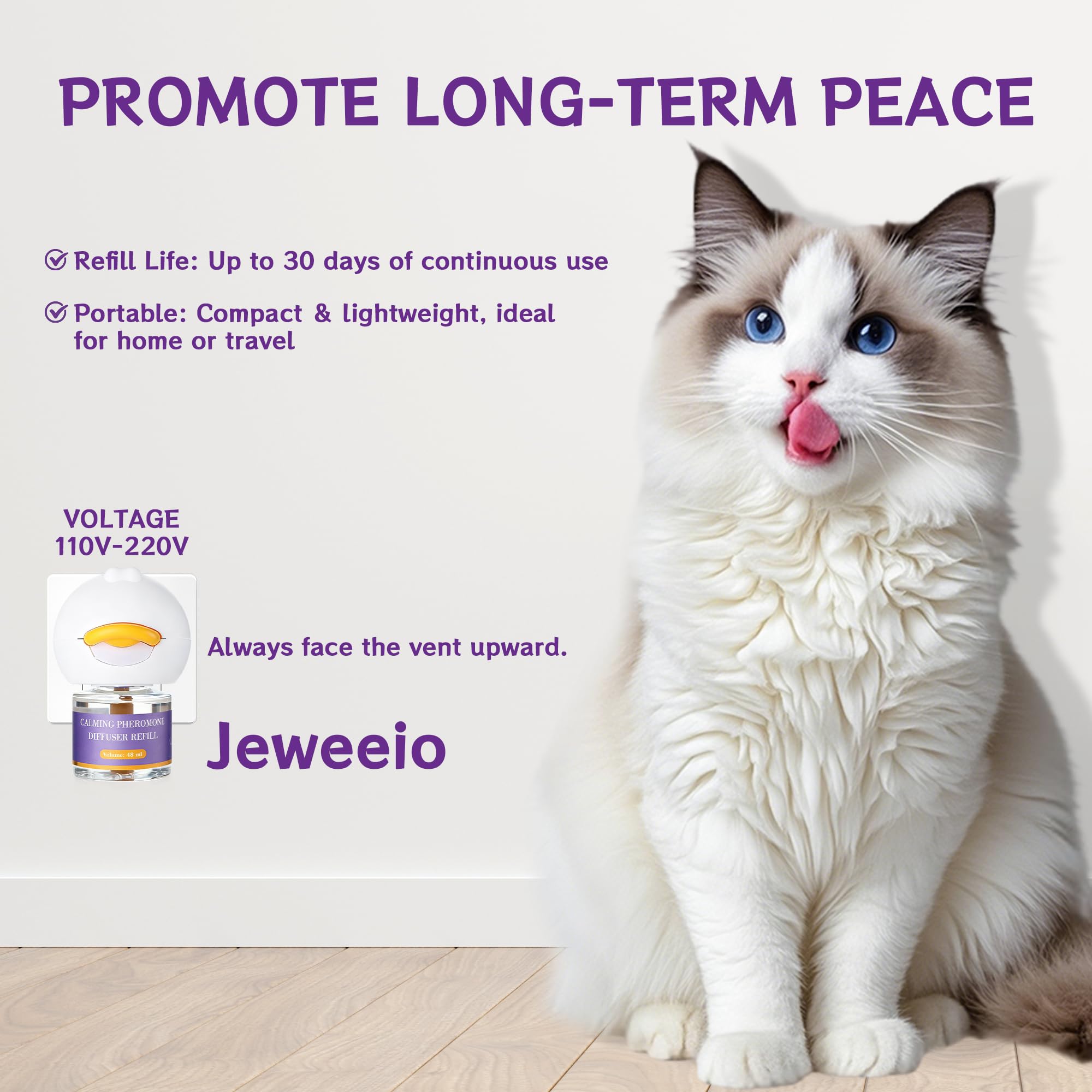 6-IN-1 Katze Pheromon Beruhigende Diffusor (2 Stecker + 4 Refills), Pheromon Diffusor für Katzen, Angst lindern, Helfen, Kämpfe zu reduzieren, Sprühen & Kratzern, Drogenfrei & Geruchlos Sicher 120 Tag