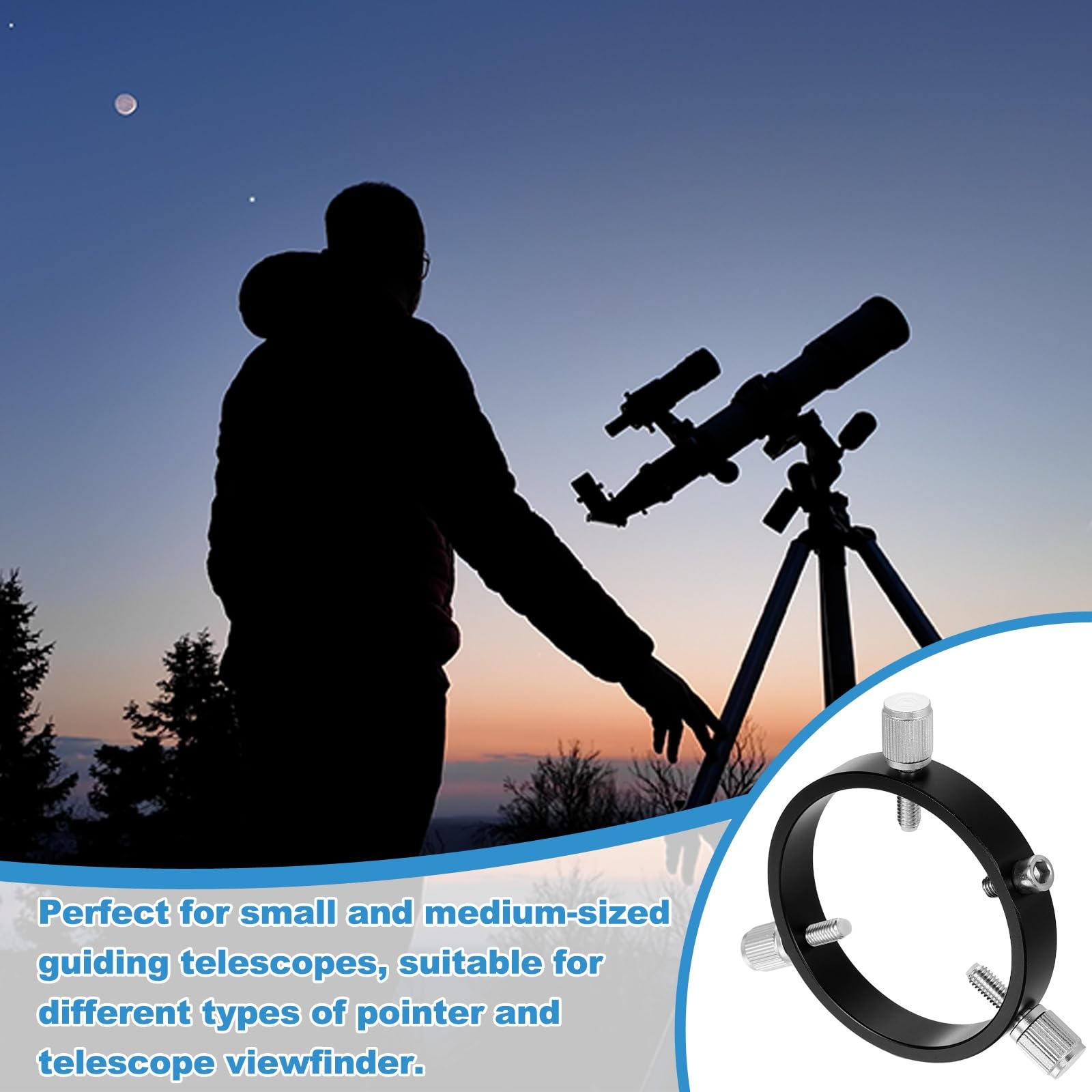 PATIKIL Anelli Guida Regolabili Per Telescopio Diametro 68mm, 2 Pezzi Anelli Guida Metallici Per Tubo Telescopio,