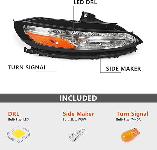 Miniatura 3 de FIONE Luz diurna DRL para Jeep Cherokee 2014 2015 2016 2017 2018 LED luces intermitentes antiniebla par lado conductor y pasajero